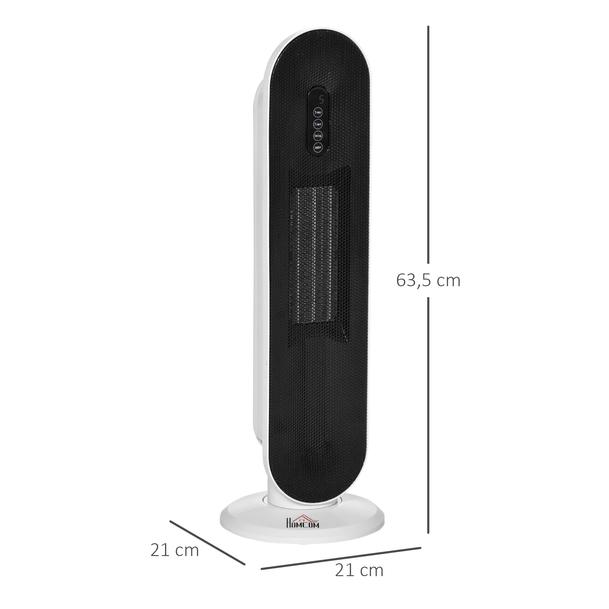 Elektrinis šildytuvas su ventiliatoriumi, 24 valandų laikmatis, 2000W, 2 režimai, osciliacija, metalinis, baltas + juodas