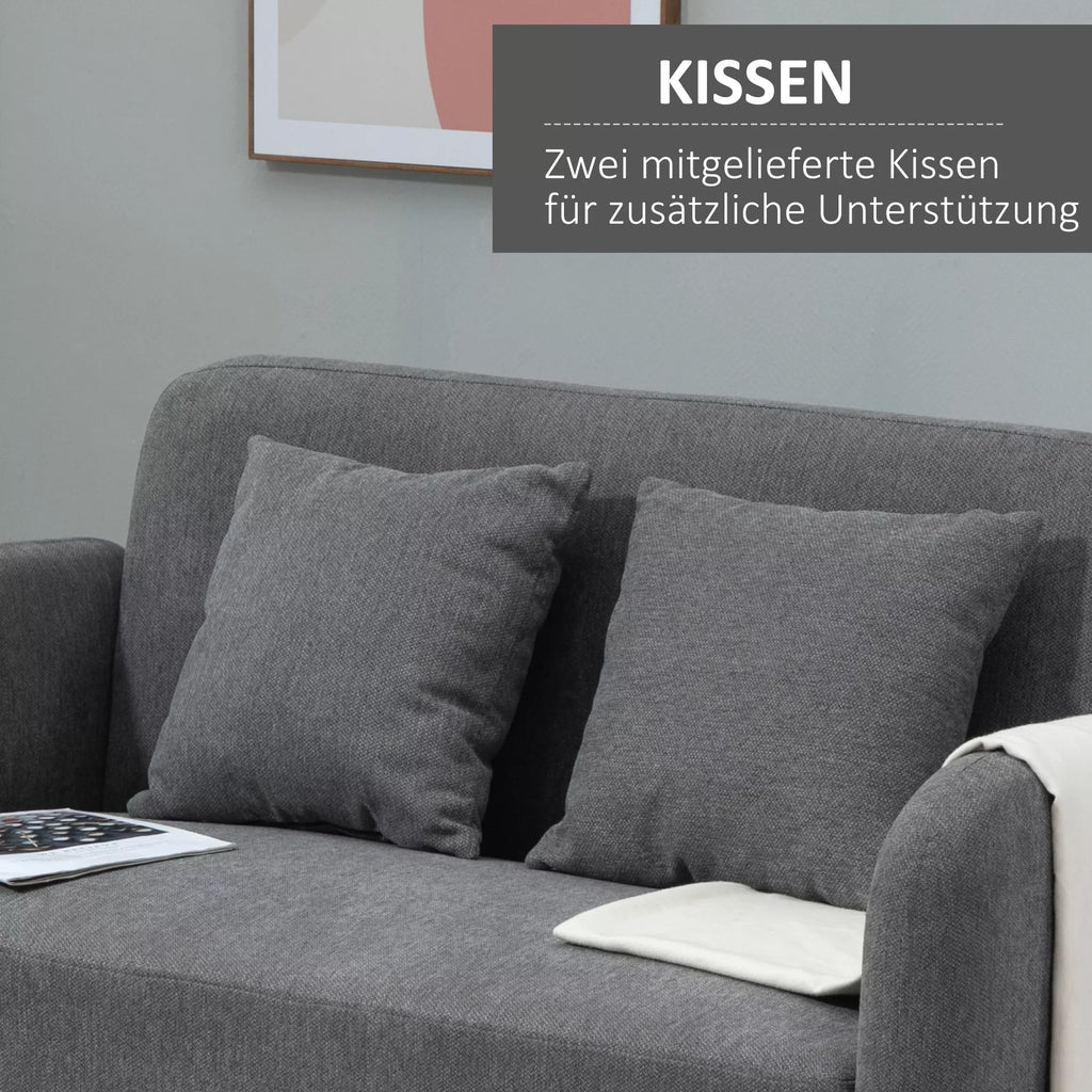 2 vietų sofa su 2 pagalvėlėmis, maža loveseat su Samtopik Modern minkšta sofa, skirta svetainei, miegamajam, mažai patalpai, pilkos spalvos, 130 x 70 x 80 cm