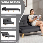 Infografika su trimis sofos konfigūracijomis: lova, dvivietė sofa ir gultas