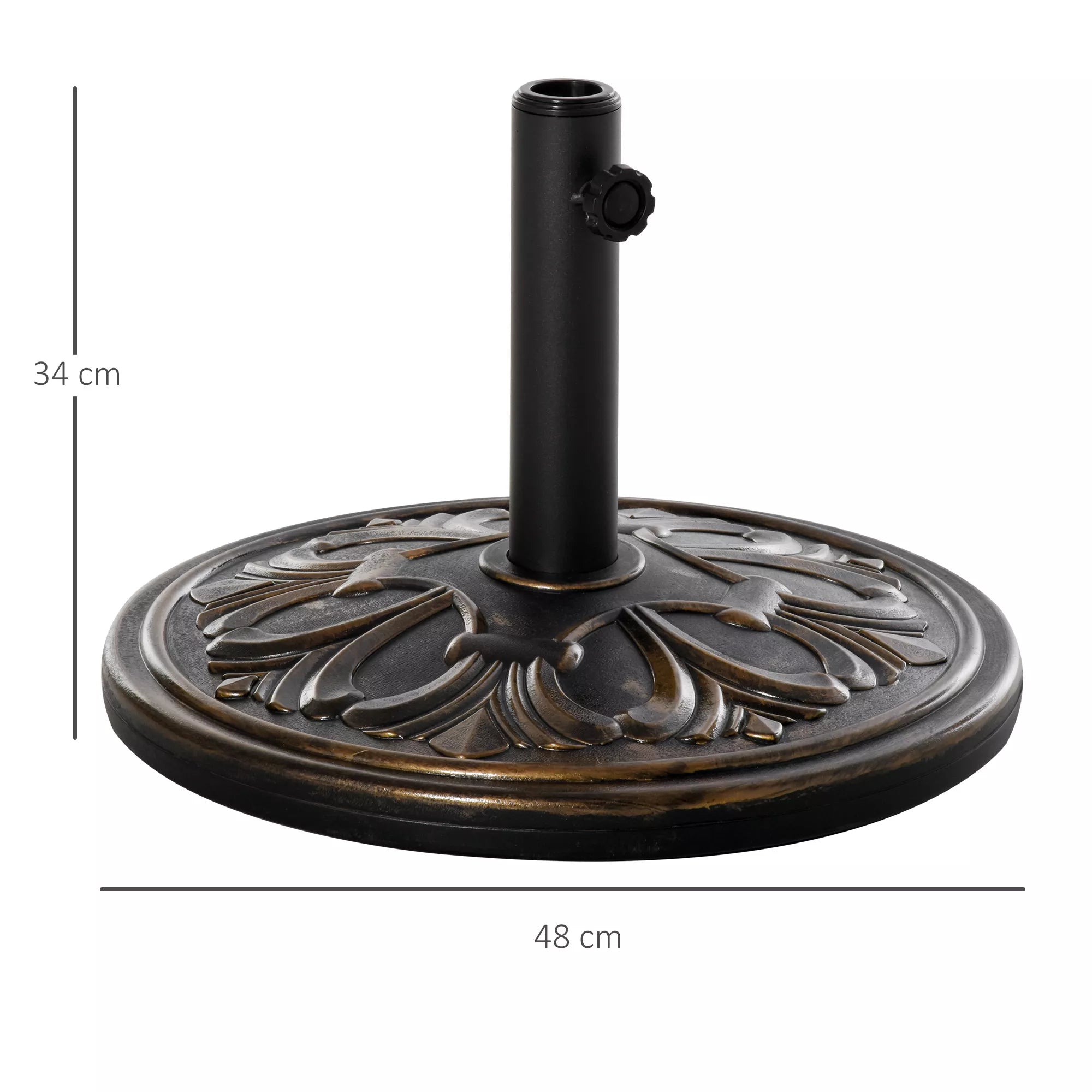 Skėčių stovas 13 kg Skėčių stovas Skėčių strypai, kurių skersmuo 35 mm/38 mm/48 mm Skėčių laikiklis sodui, balkonui, antikinis bronzos