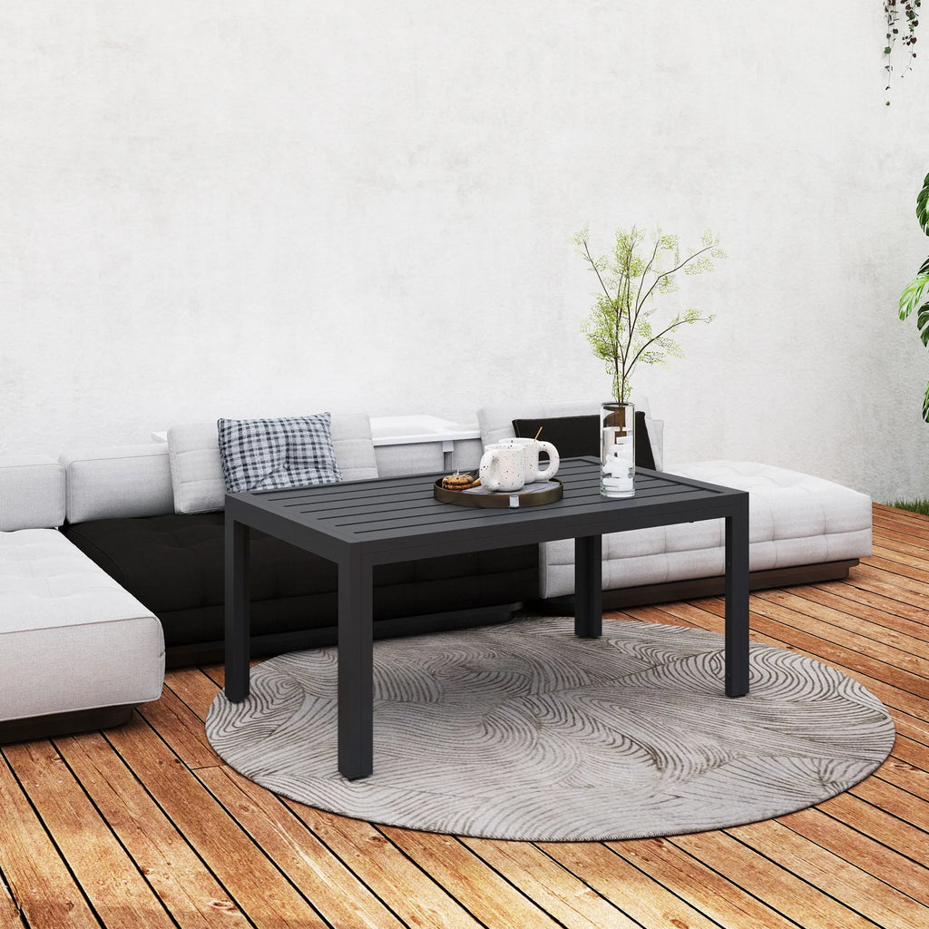 Pagalbinis stalas Balkono stalas iš plieno Stačiakampis kavos stalas Atsparus atmosferos poveikiui Sodo stalas 101,5x61x46 cm Pilkos spalvos