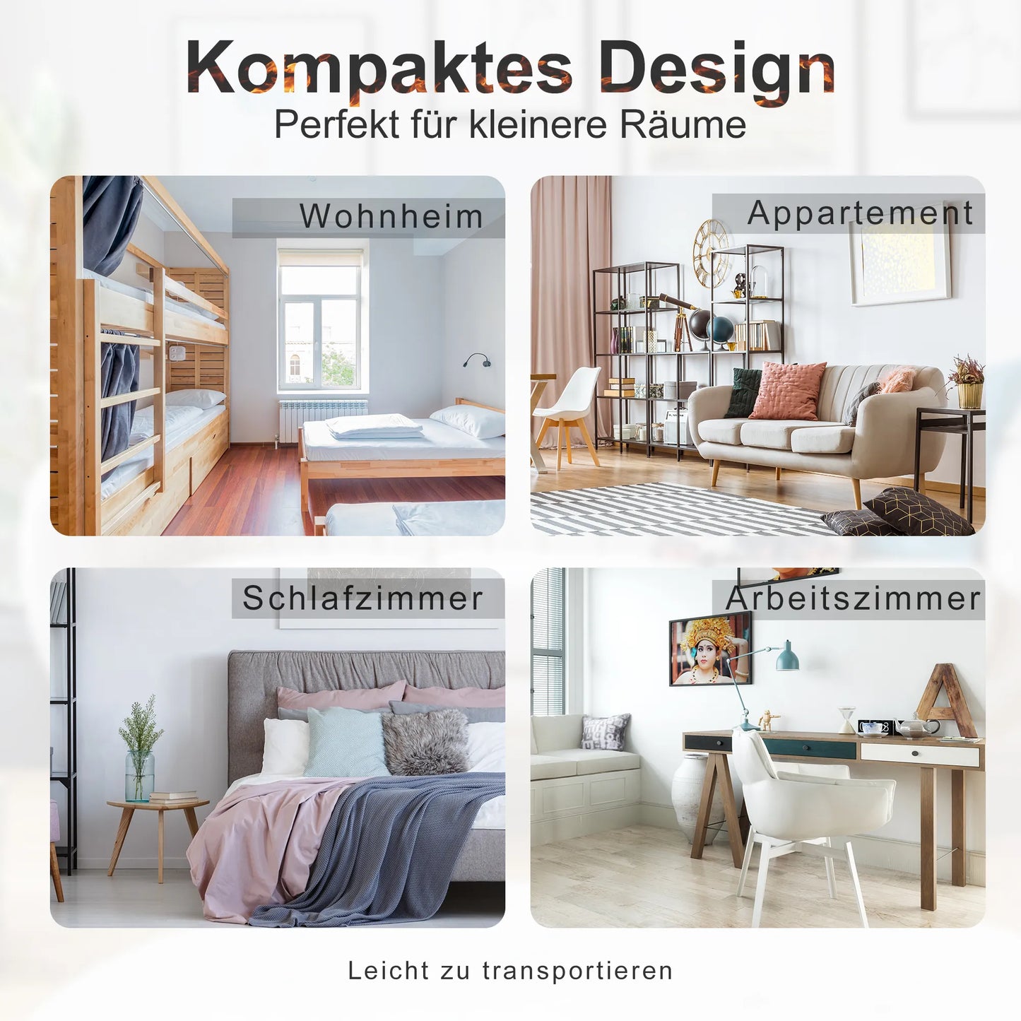 Elektrinis židinys, pastatomas židinys su liepsnos efektu 600/1200W, metalas, juodas, 34x17x31 cm