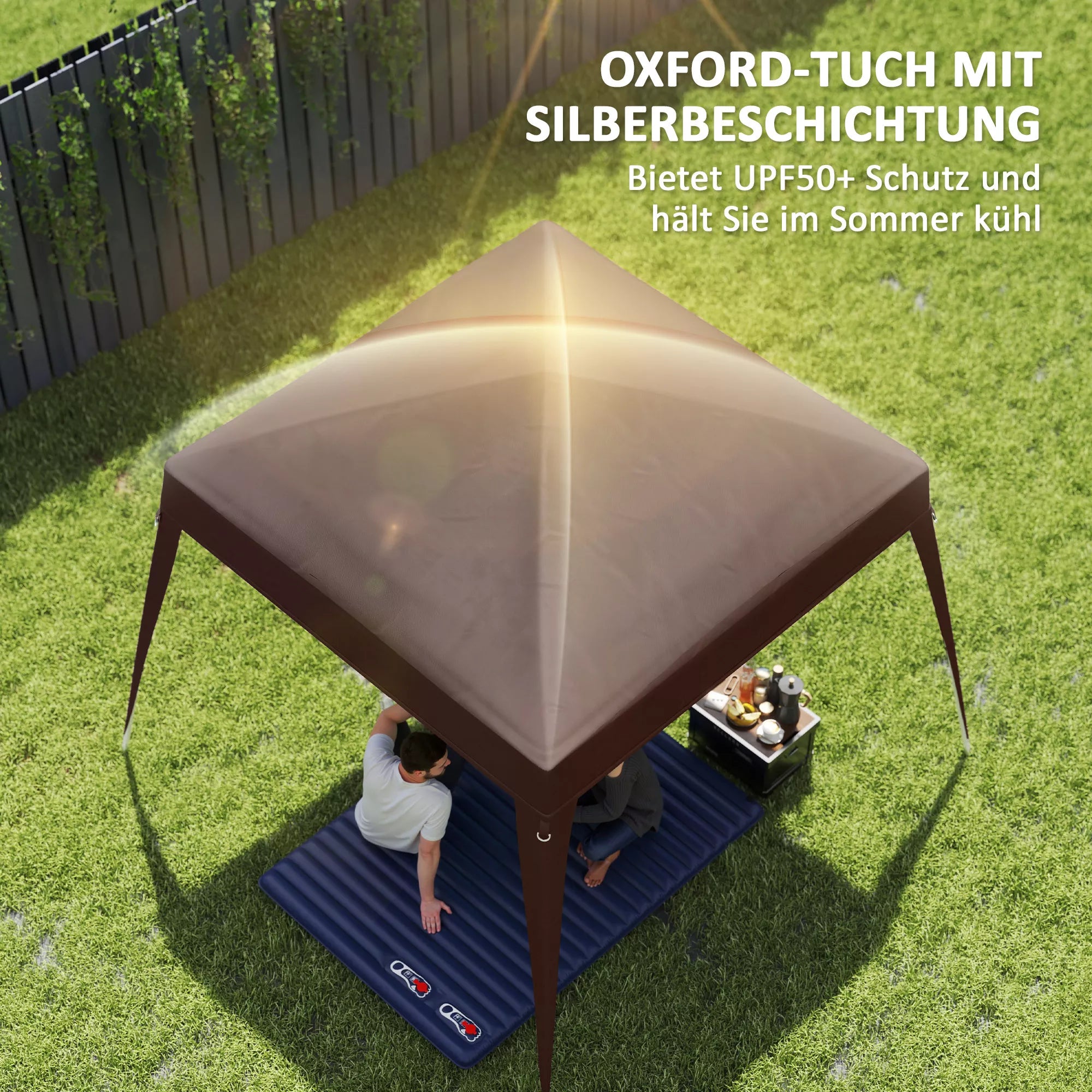 Pavilionų atsarginis stogas, atsarginė tentinė danga paviljonui (pagrindo matmenys 3x3 m / viršutinės dalies matmenys 2,4x2,4 m), atsarginis sodo palapinės stogas, UPF50+
