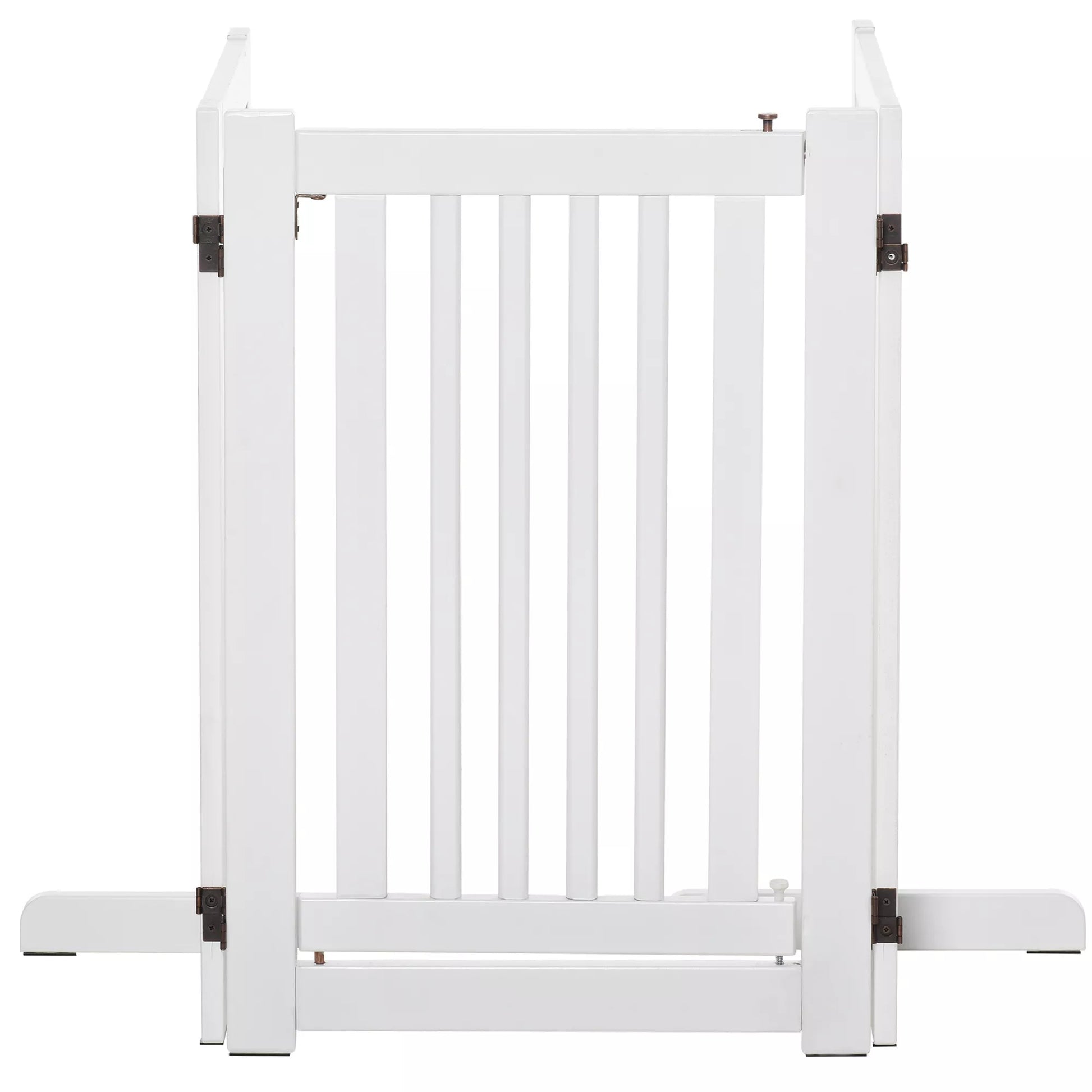 Apsauginė tvorelė šunims Laisvai stovinti reguliuojama apsauginė tvorelė su kojelėmis 155 x 76 cm Medinė šunų tvorelė Sulankstoma apsauginė tvorelė laiptams, durims, virtuvei, koridoriui, 3 panelės, balta