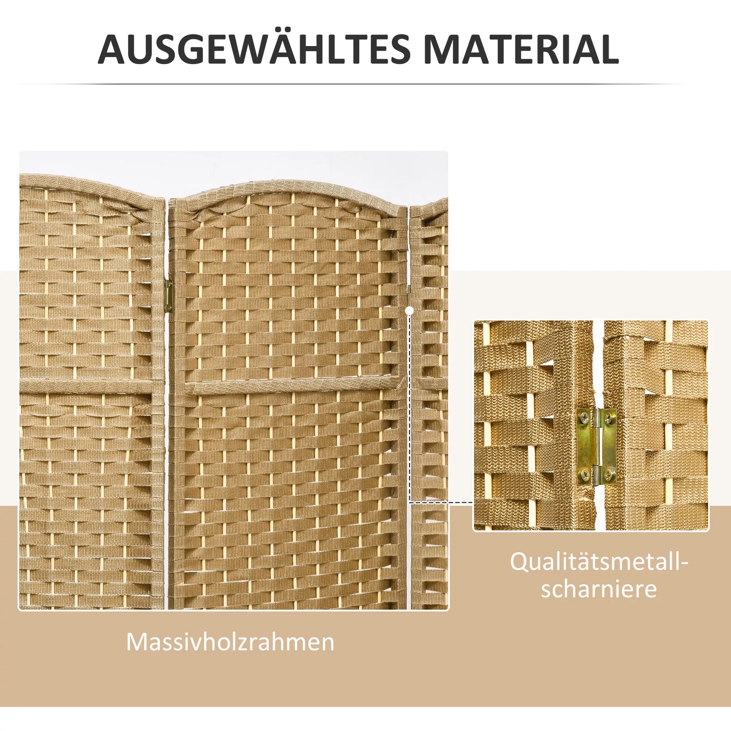 4 dalių pertvara, sulankstomas privatumas ekranas, pertvara svetainei, miegamajam, namų biurui, natūrali