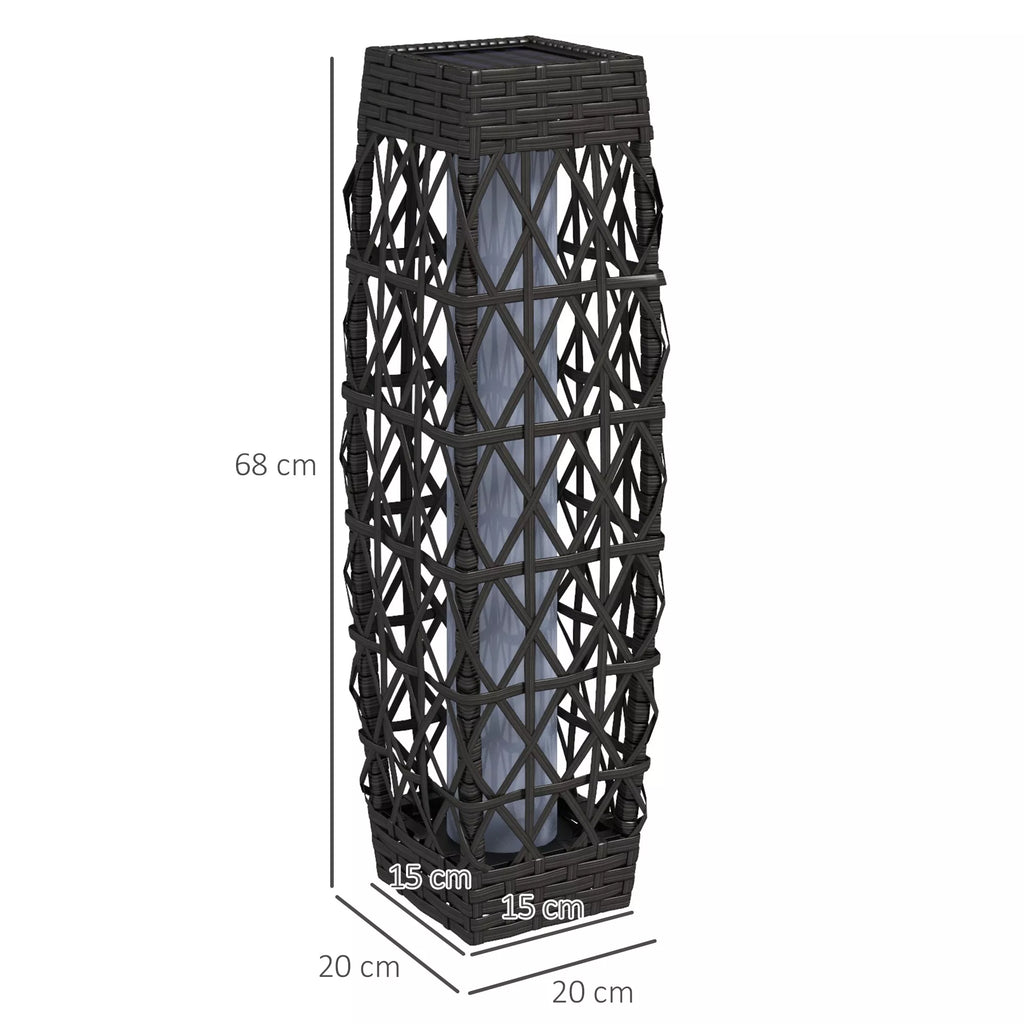 Rotaninis lauko šviestuvas, saulės energija maitinama sodo lempa, automatinis įjungimas, LED, atsparus oro sąlygoms, metalinis rėmas, 20 x 20 x 68 cm, pilkos spalvos
