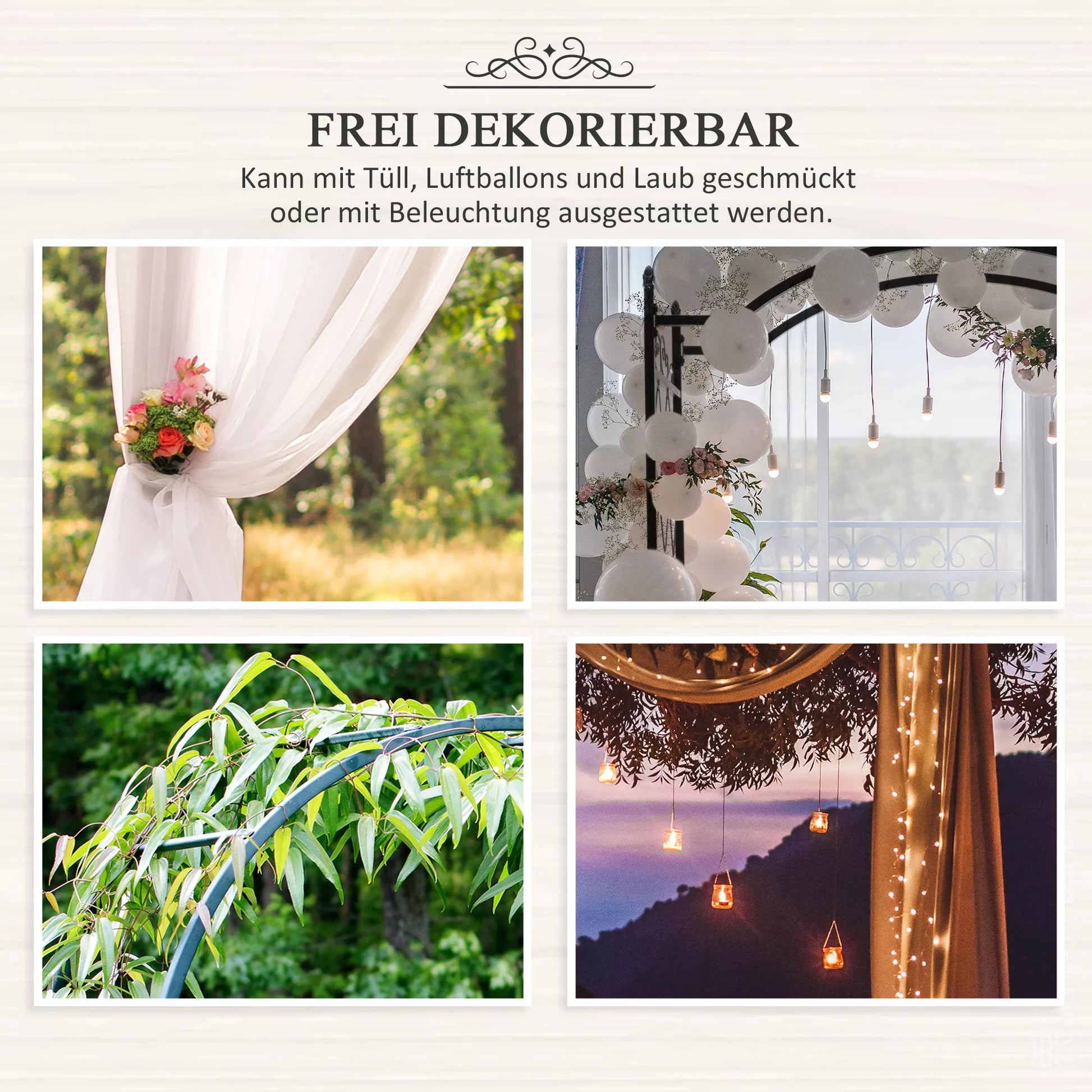 Metalinė rožių arka, atrama vijoklinėms augalams, sodo arka su smaigaliu, metalinė konstrukcija, vartų arka, vijoklinė arka rožėms, vijoklinės grotelės, rožių atrama sodui, 114 x 30 x 230 cm, juoda