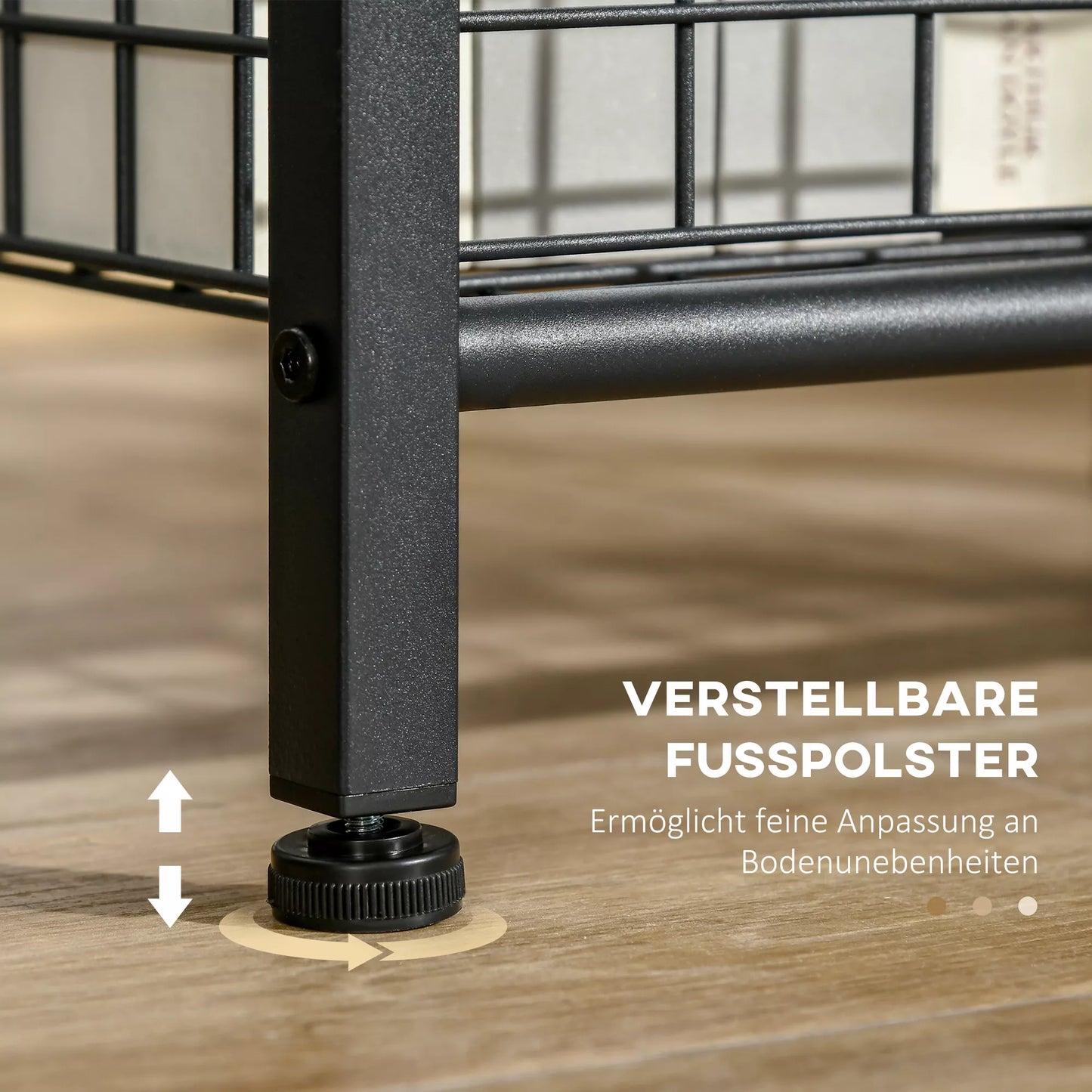 Pagalbinis staliukas su grūdinto stiklo plokštėmis, 2 pakopų, klasikinio dizaino su metaline konstrukcija, juodas