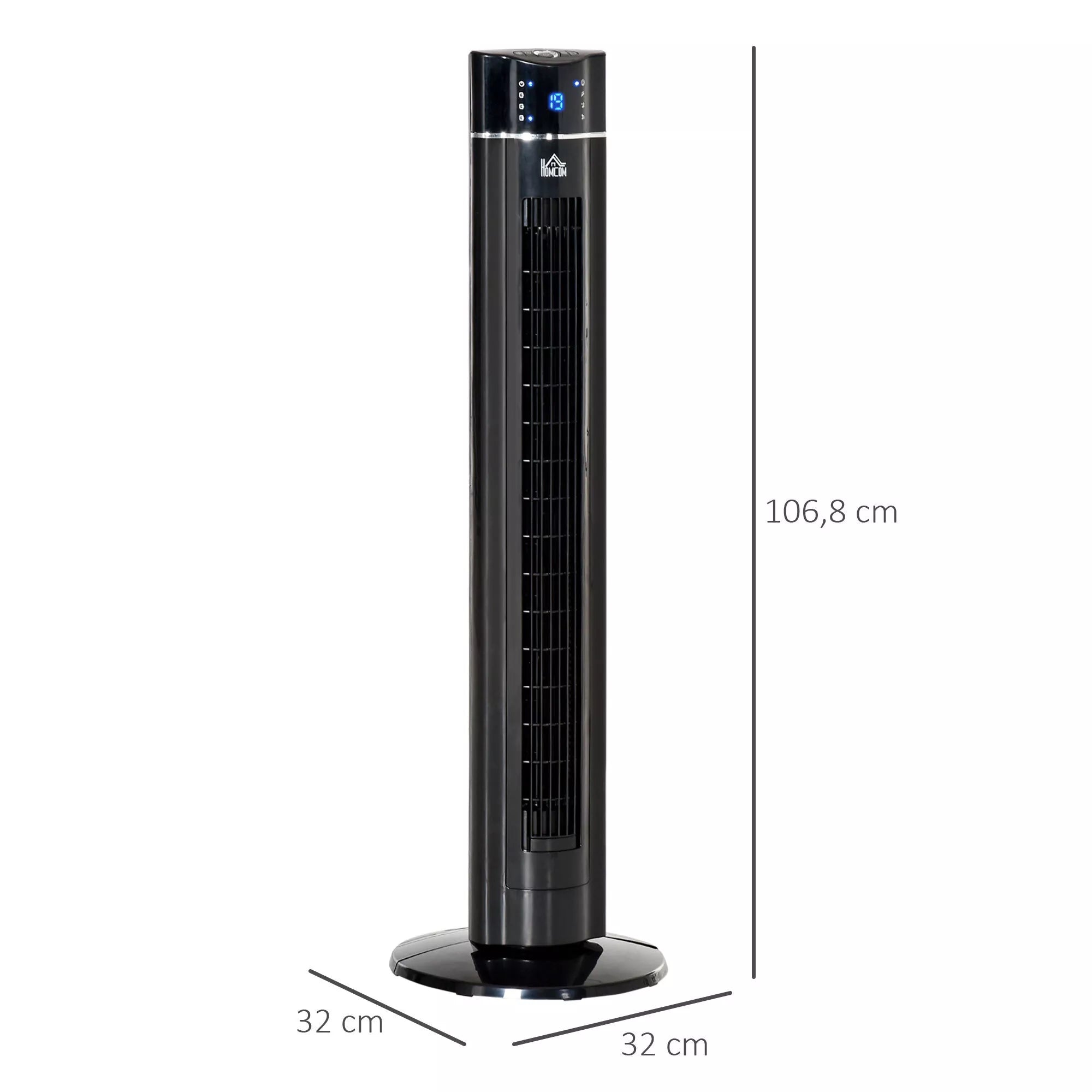 2in1-Turnmventilator Stovinis ventiliatorius Ventiliatorius, 32 cm x 32 cm x 106,8 cm, juodas