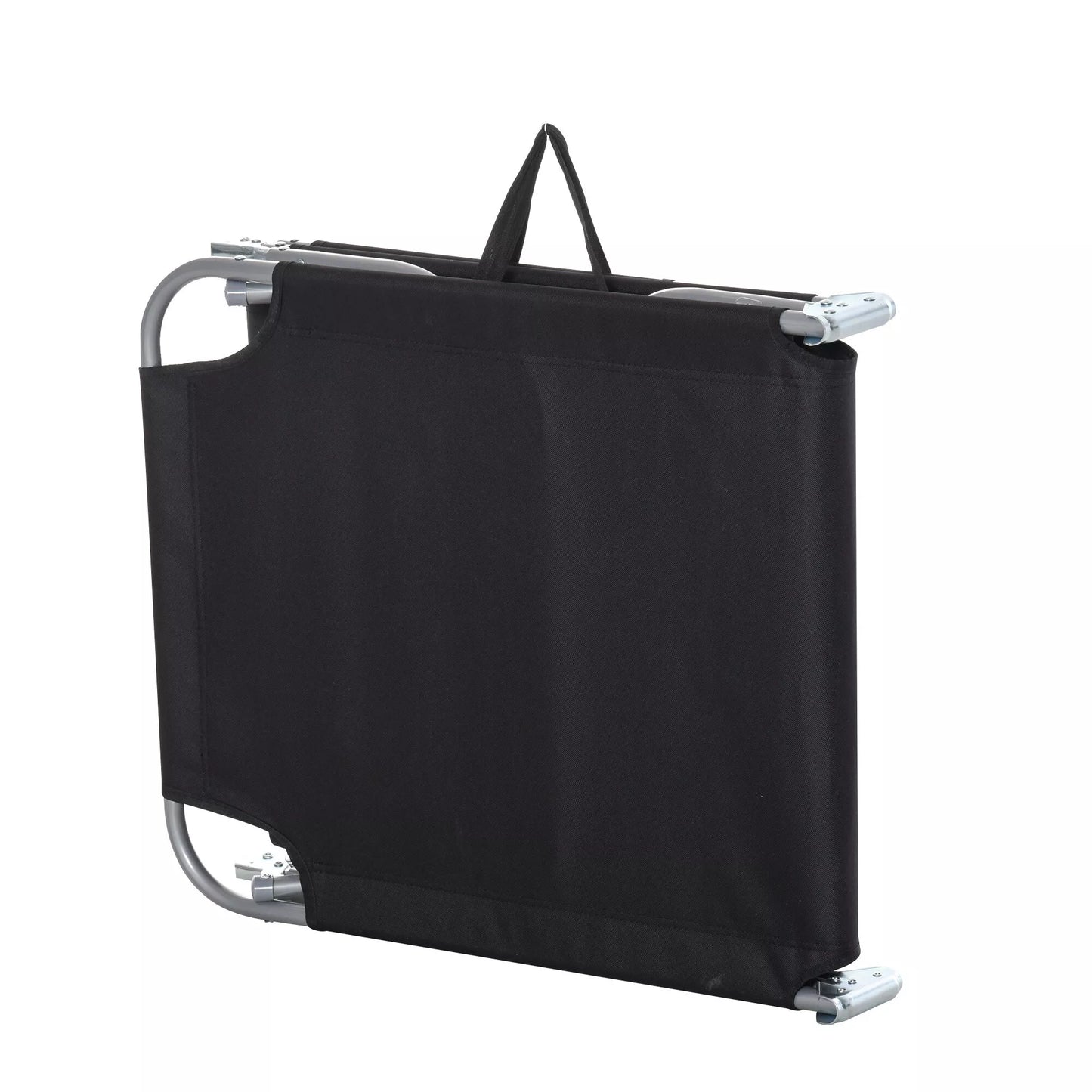 Saulės gultas, sulankstomas, reguliuojamas atlošas, nerūdijančio metalo rėmas, 187 x 55 x 24, juodas