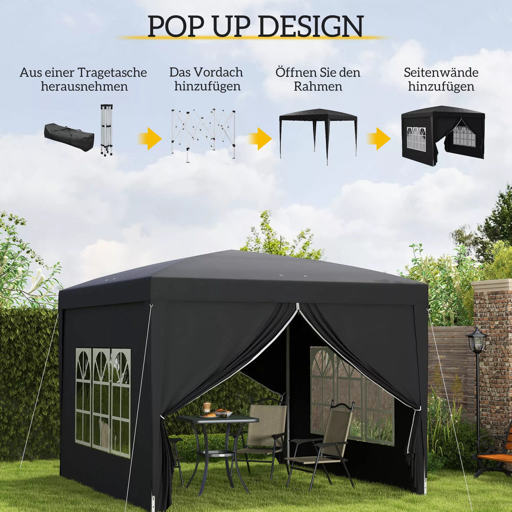 Paviljono pop-up montavimo žingsnių schema