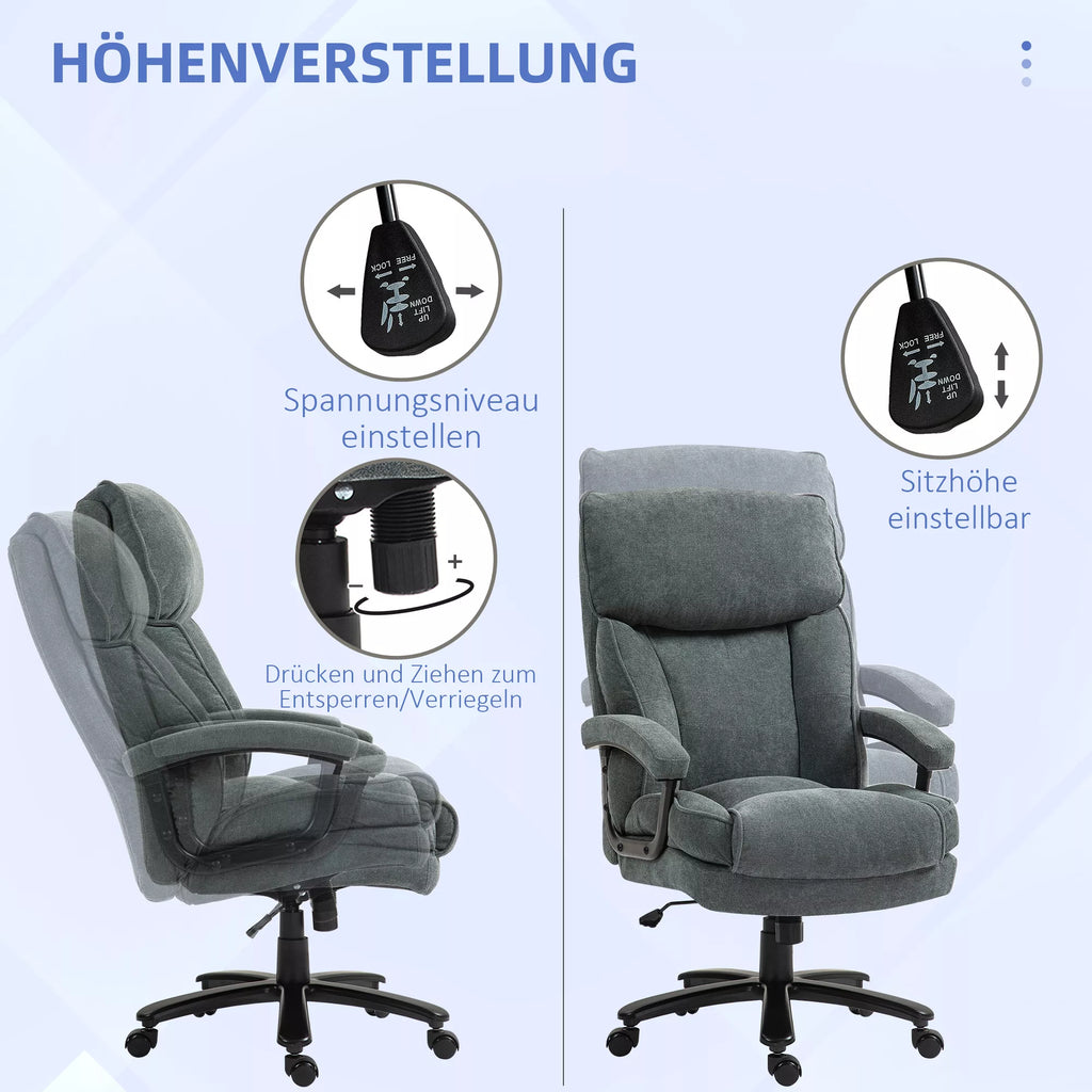 Biuro kėdė ergonomiška, iki 200 kg, pilka