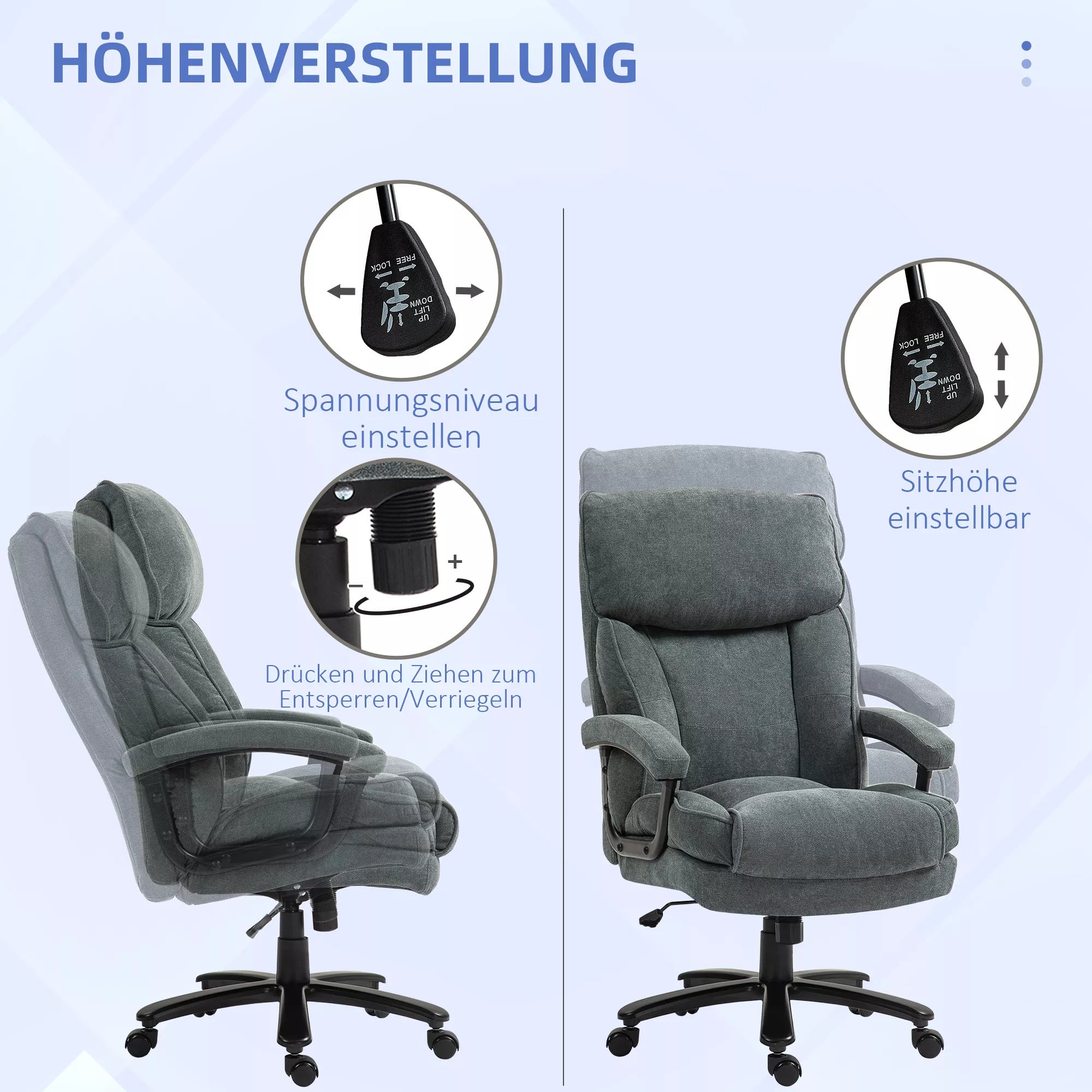 Biuro kėdė ergonomiška, iki 200 kg, pilka