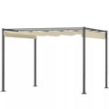 3 x 3 m sodo pergola su ištraukiamu stogu, pavėsine, baldakimu šešėliui, UPF30+, smėlio spalvos