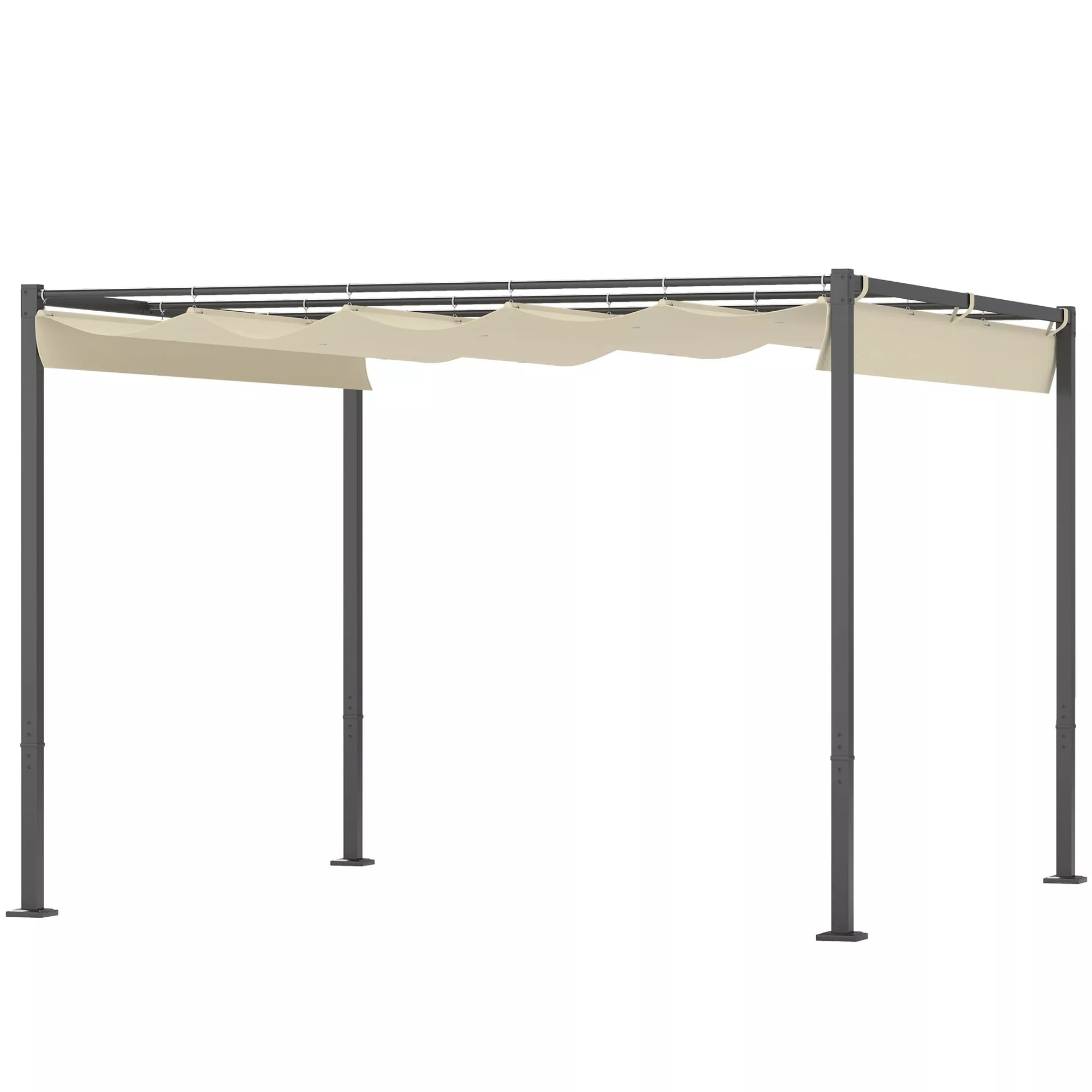 3 x 3 m sodo pergola su ištraukiamu stogu, pavėsine, baldakimu šešėliui, UPF30+, smėlio spalvos