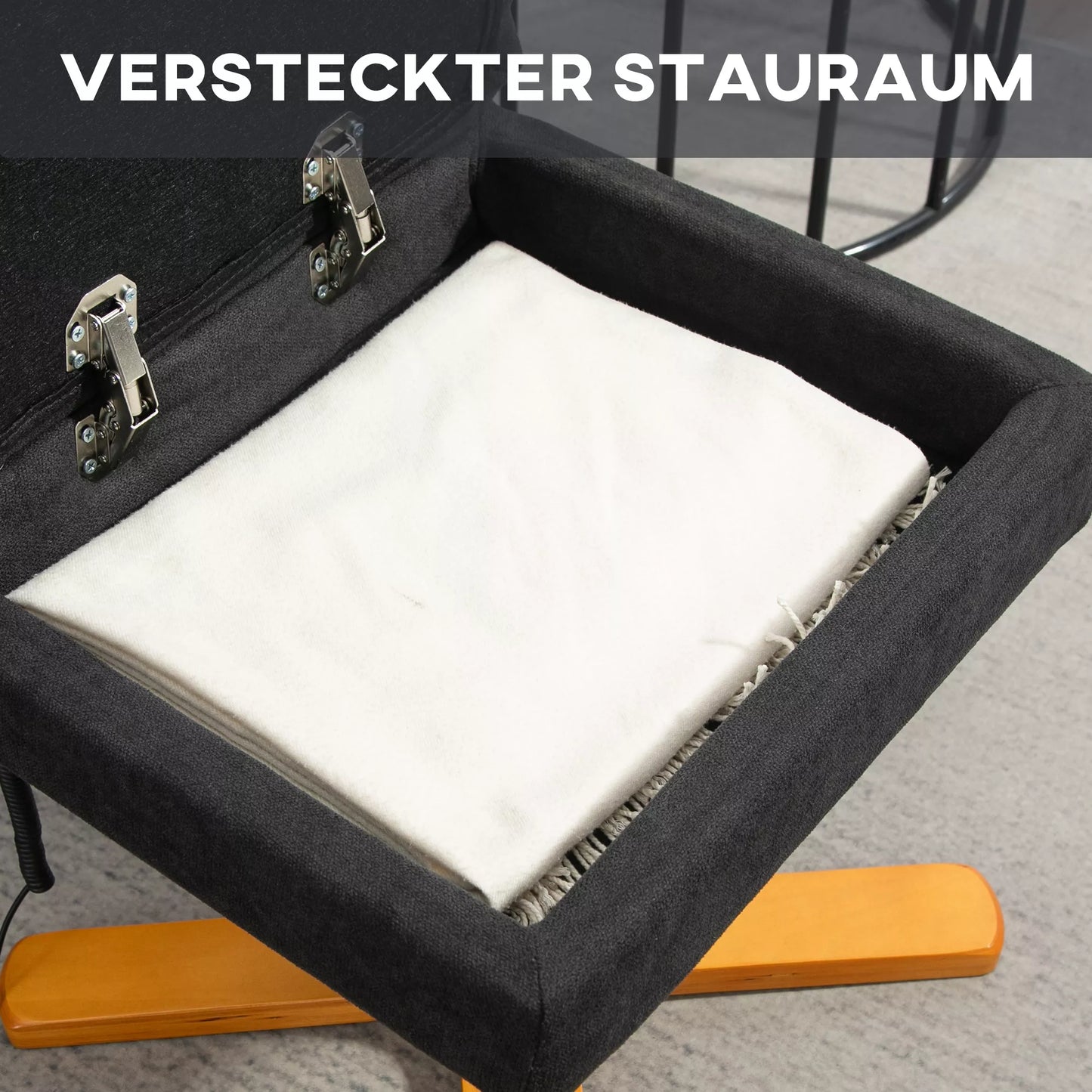 Masažinė kėdė su gulėjimo funkcija ir pėdų atrama, 145° atlošimas, poliesteris, 80 x 86 x 99 cm, Juoda