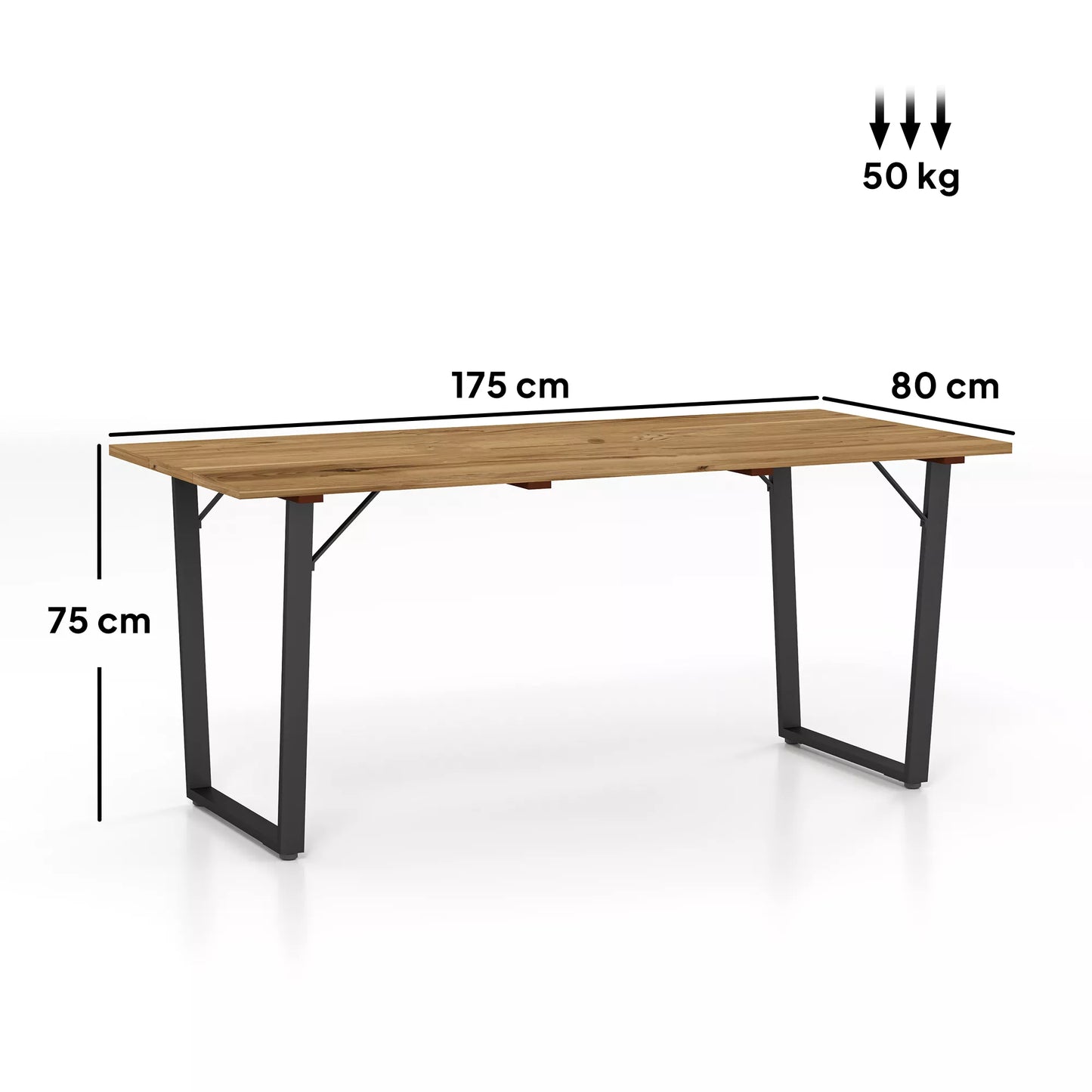 Medinis sodo stalas 175x80 cm, atsparus oro sąlygoms, balkono stalas su skyle skėčiui, serviravimo stalas 6 asmenims, rudos spalvos