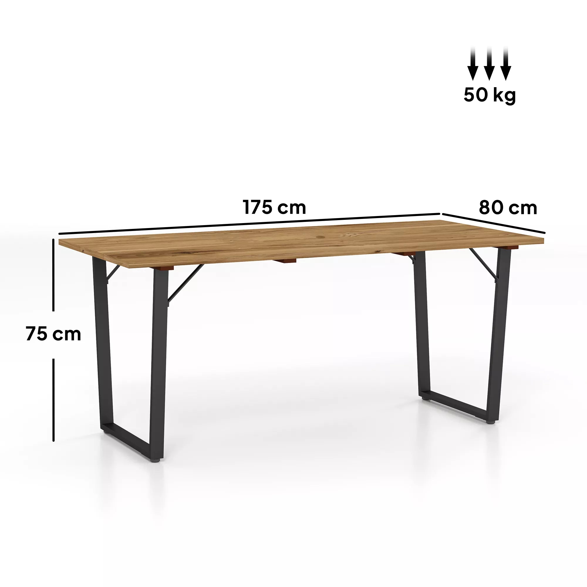 Sodo stalas iš medžio 175x80 cm Atsparus atmosferos poveikiui balkono stalas su skėčio skyle Bufeto stalas 6 asmenims Ruda