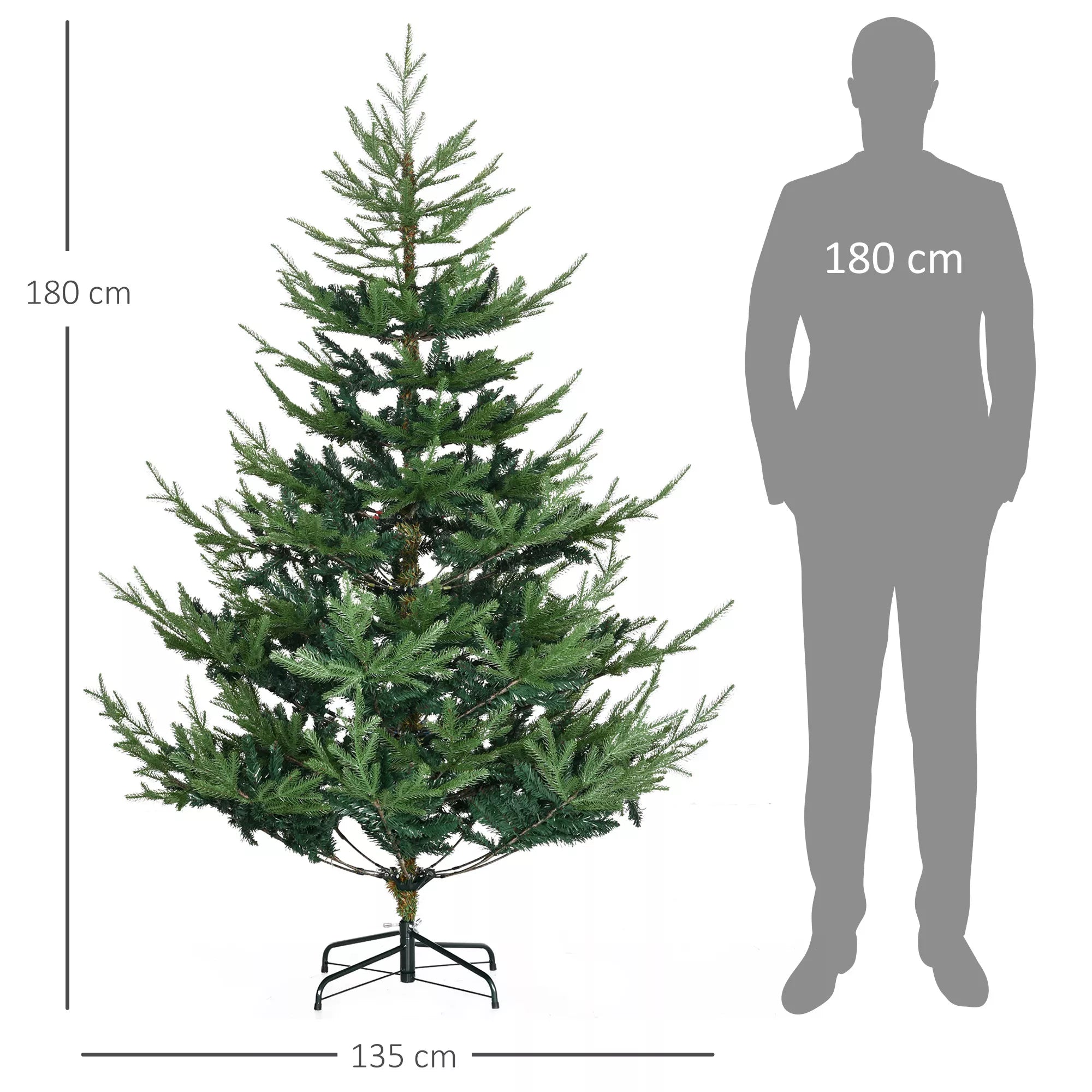 Dirbtinė Kalėdų eglė 180 cm, dirbtinė pušis su 795 šakomis, sulankstoma, plieninis stovas