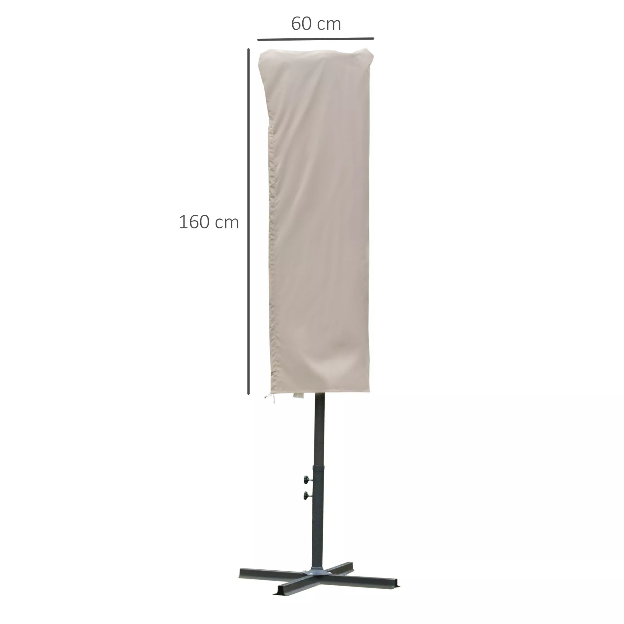 Skėčio apsauginis apvalkalas, atsparus oro sąlygoms, vėjui, su virvės užsegimu, skirtas lauko skėčiams Ø60 x 160 cm