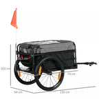 Vežimėlio matmenų schema: 130 cm ilgis, 64 cm plotis, 103 cm aukštis