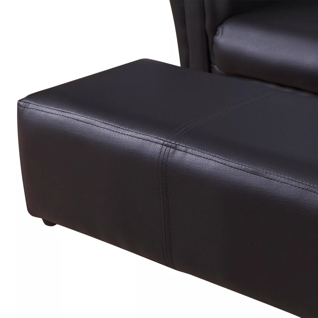 Vaikiškas fotelis su pufu, vaikiška sofa su taburete, vaikiška sofa, sofos fotelis, juodos spalvos, 83 x 42 x 41 cm