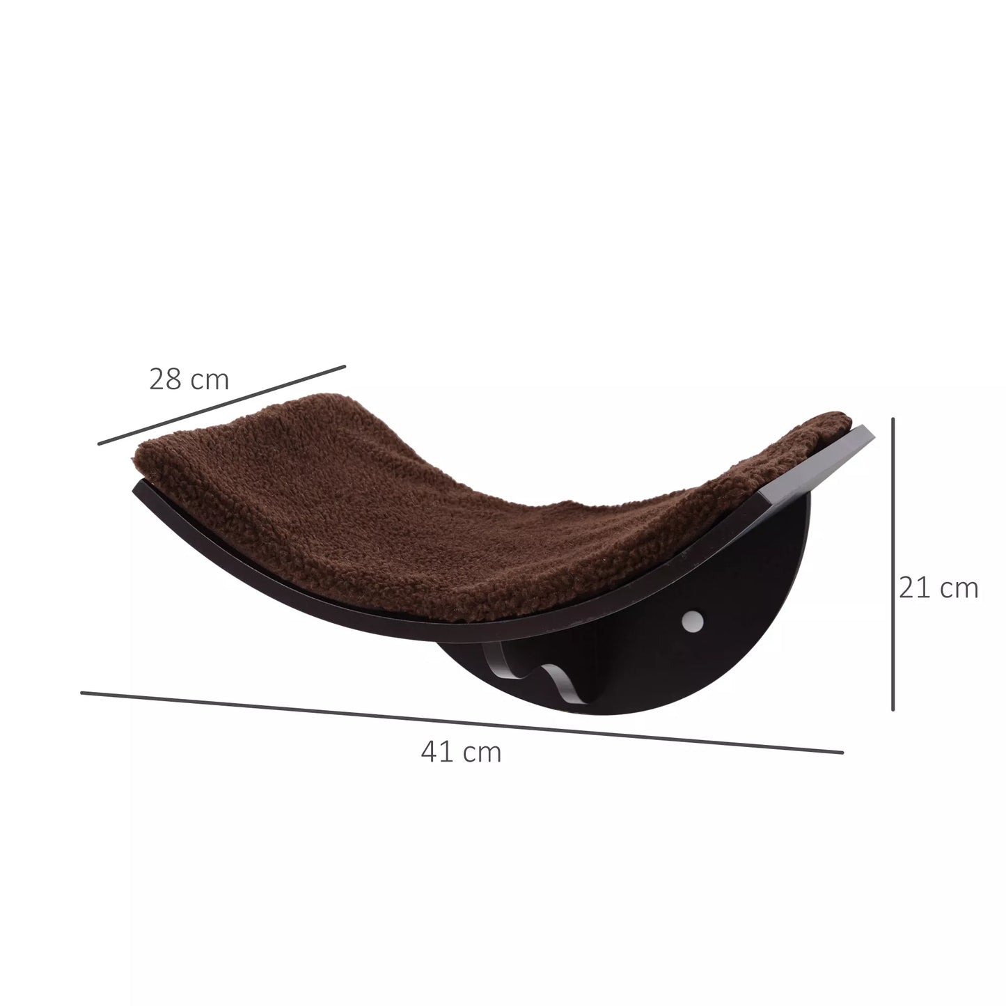 Katės gultas/lovytė ant sienos, katės lentyna, su minkštu paminkštinimu, ruda, 41 x 28 x 21 cm