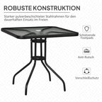 Sodo stalas Nuimamas Metalinis 76x76 cm Atsparus atmosferos poveikiui Balkono stalas su skėčio skyle, neslidus Juodas