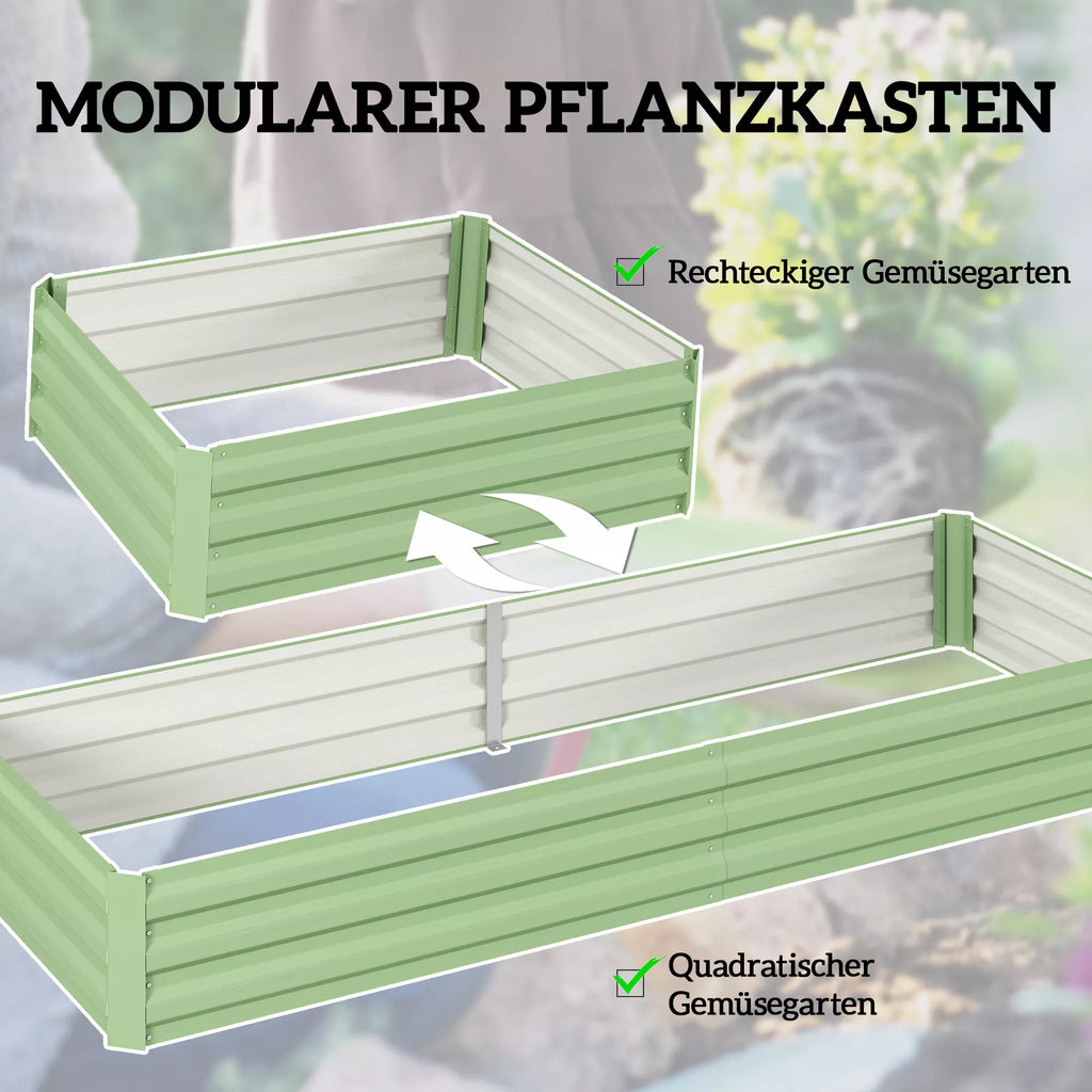 Plieninė pakelta lysvė, atviras dugnas, lengvai surenkama, 241 (ilgis) x 90,5 (plotis) x 30 (aukštis) cm, žalia