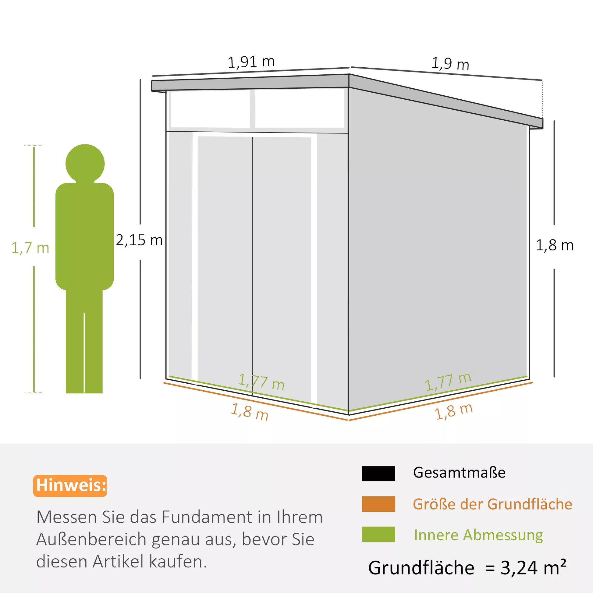 1,9 x 1,9 m sodo ir įrankių namelis iš plastiko, užrakinamos durys, 2 vėdinimo angos, tamsiai pilka