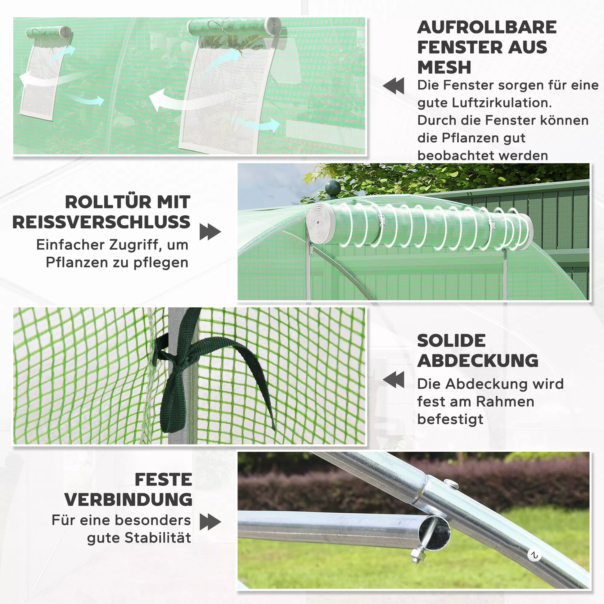 Plėvelinis šiltnamis (įeinamas), 8 langai su tinkleliu, plieninis rėmas, 6x3x2 m