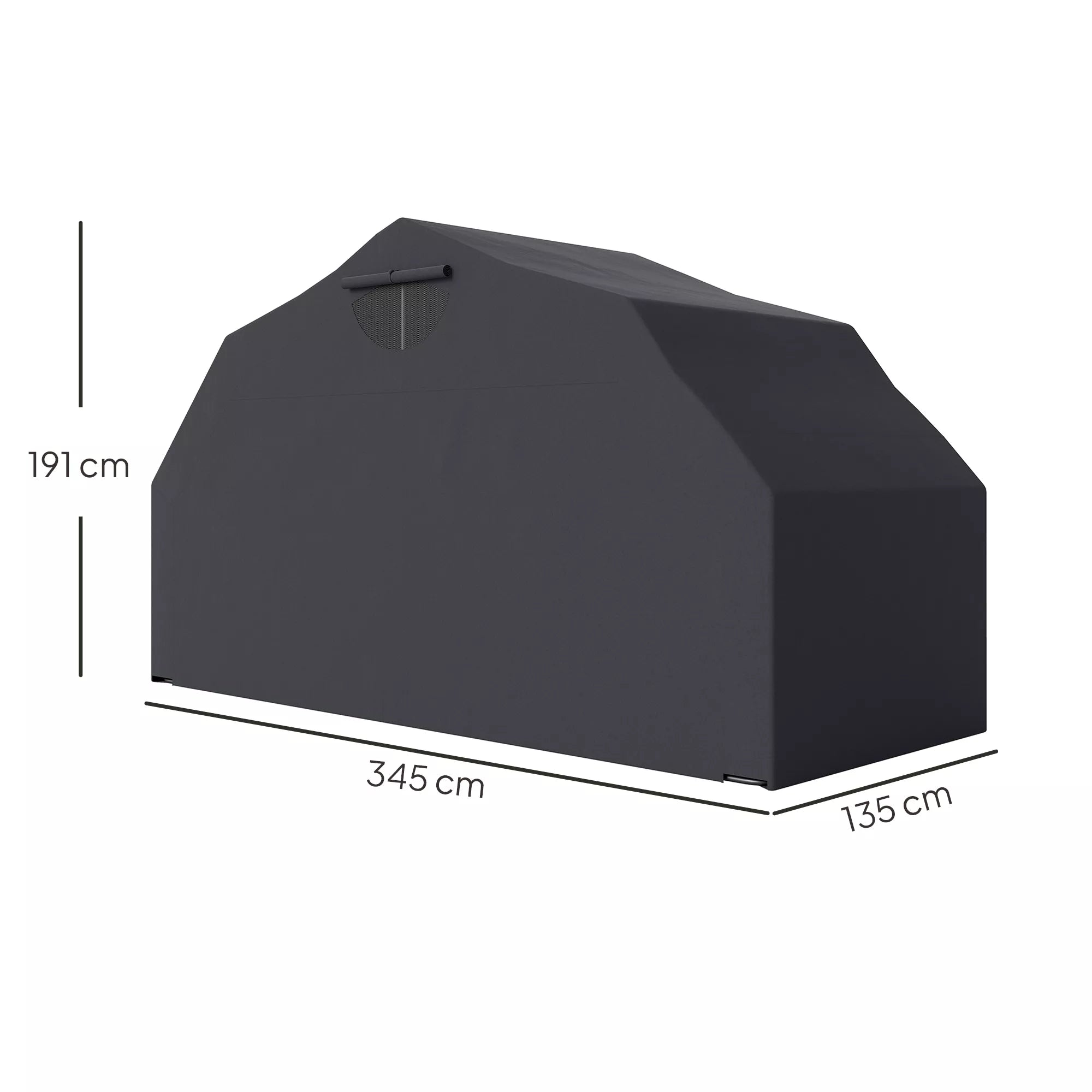 Motociklo dangtis Sulankstomas Lauko motociklo dangtis Neperšlampamas Žieminis XXL 345 cm x 135 cm x 191 cm Juodas