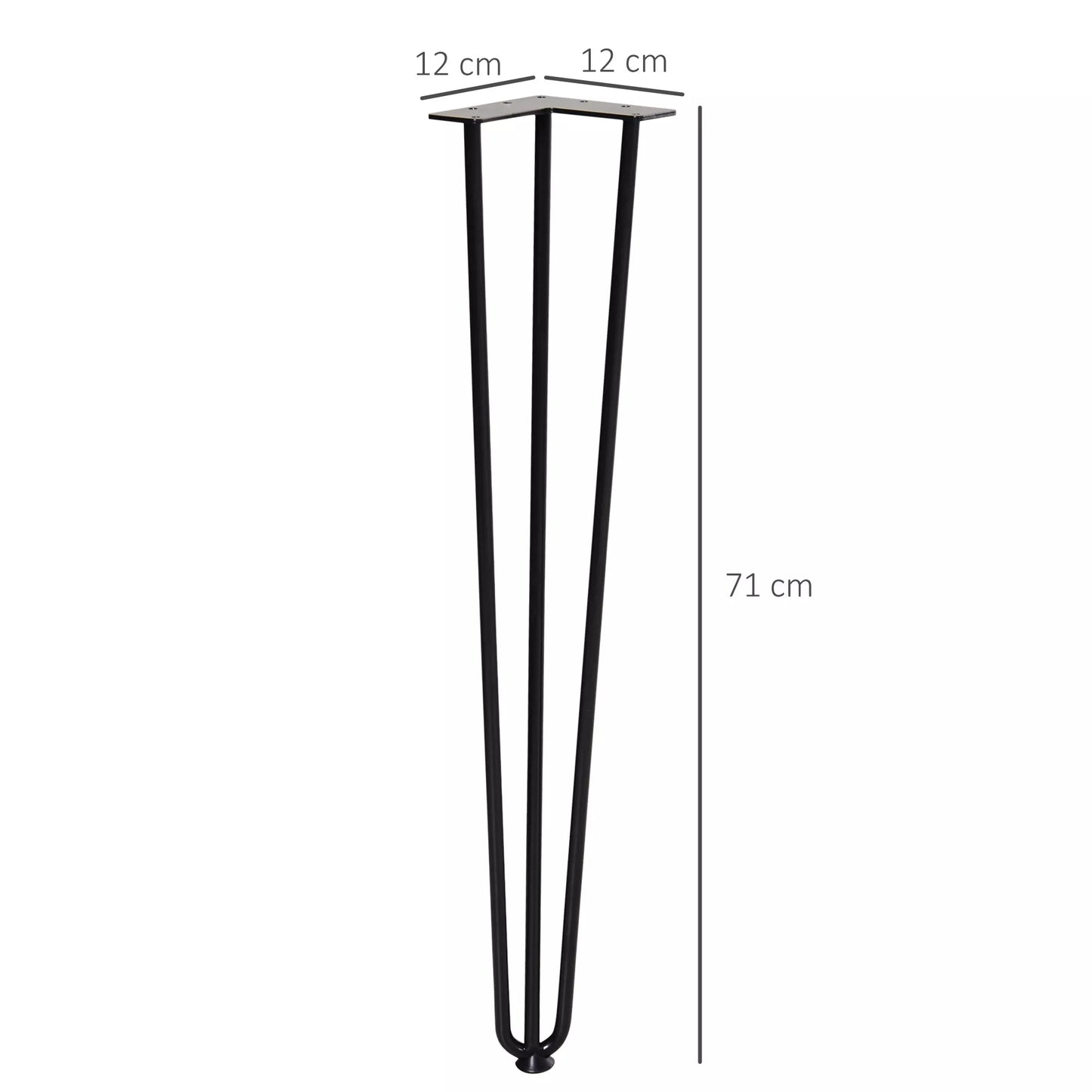 Stalo kojų rinkinys, 4 plieninės stalo kojos, šakutės formos, 40 kg apkrova, juodos spalvos