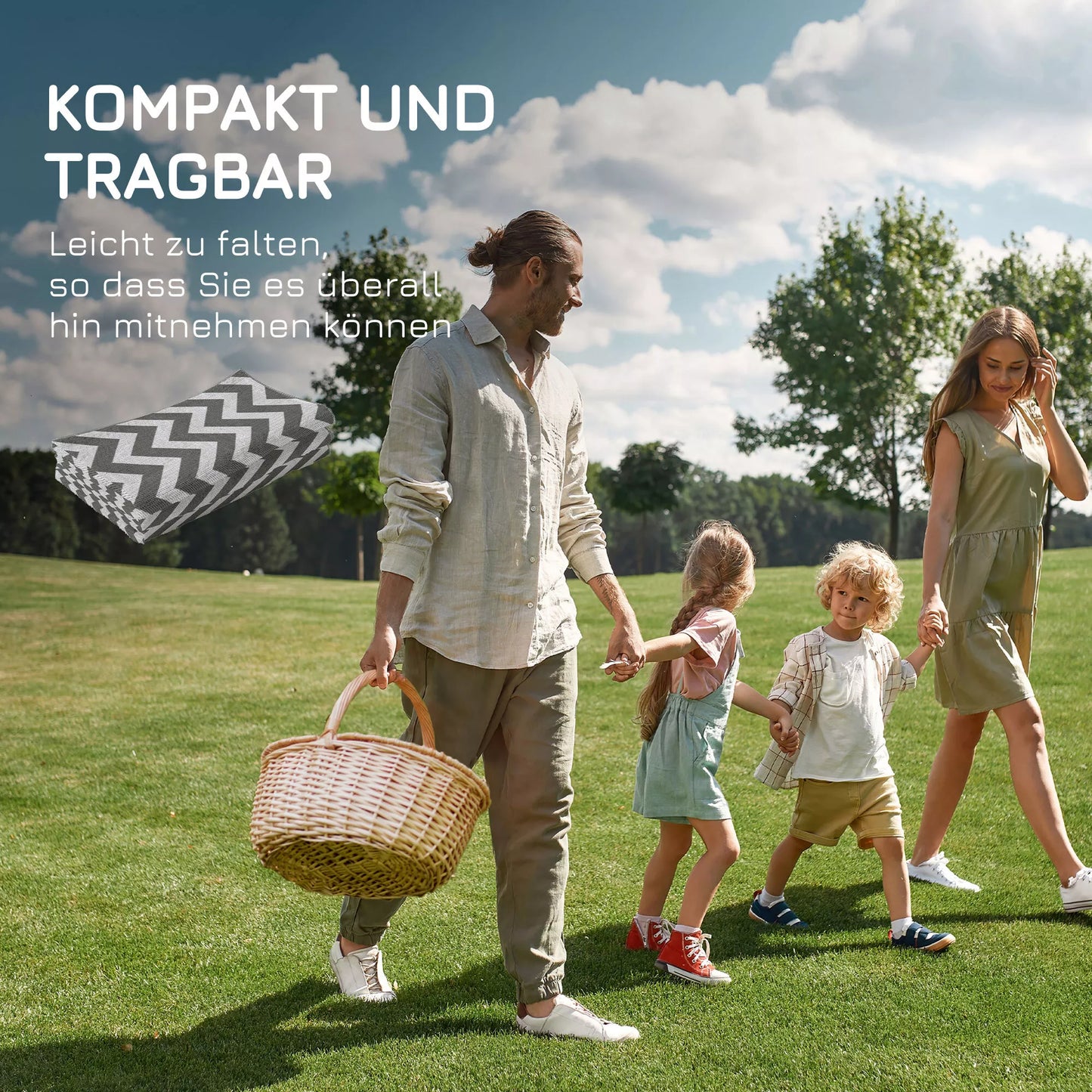 Lauko kilimas, atsparus vandeniui, dvipusis dizainas, aukštos kokybės plastiko pluoštas, šviesiai pilkas+baltas, 121 x 182 cm