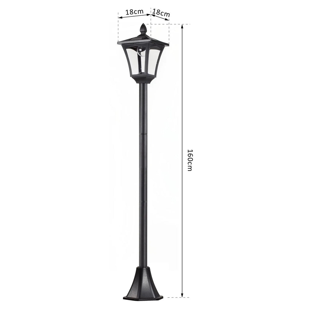Sodo žibinto matmenų schema: 160 cm aukštis, 14 cm ir 24 cm galva
