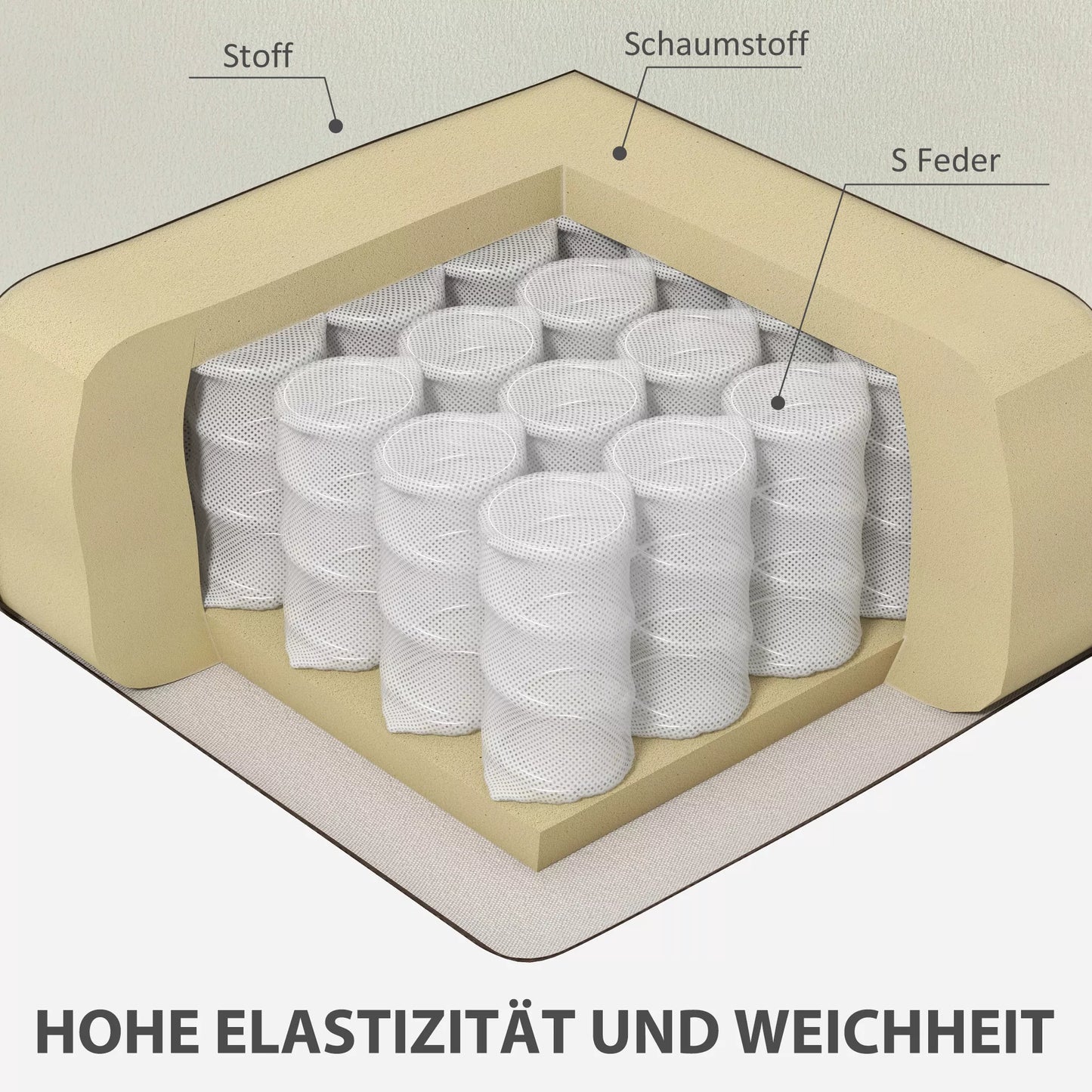 Kreminės baltos spalvos fotelis su porankiais, reguliuojama atlošo padėtimi ir kaučiukmedžio kojelėmis