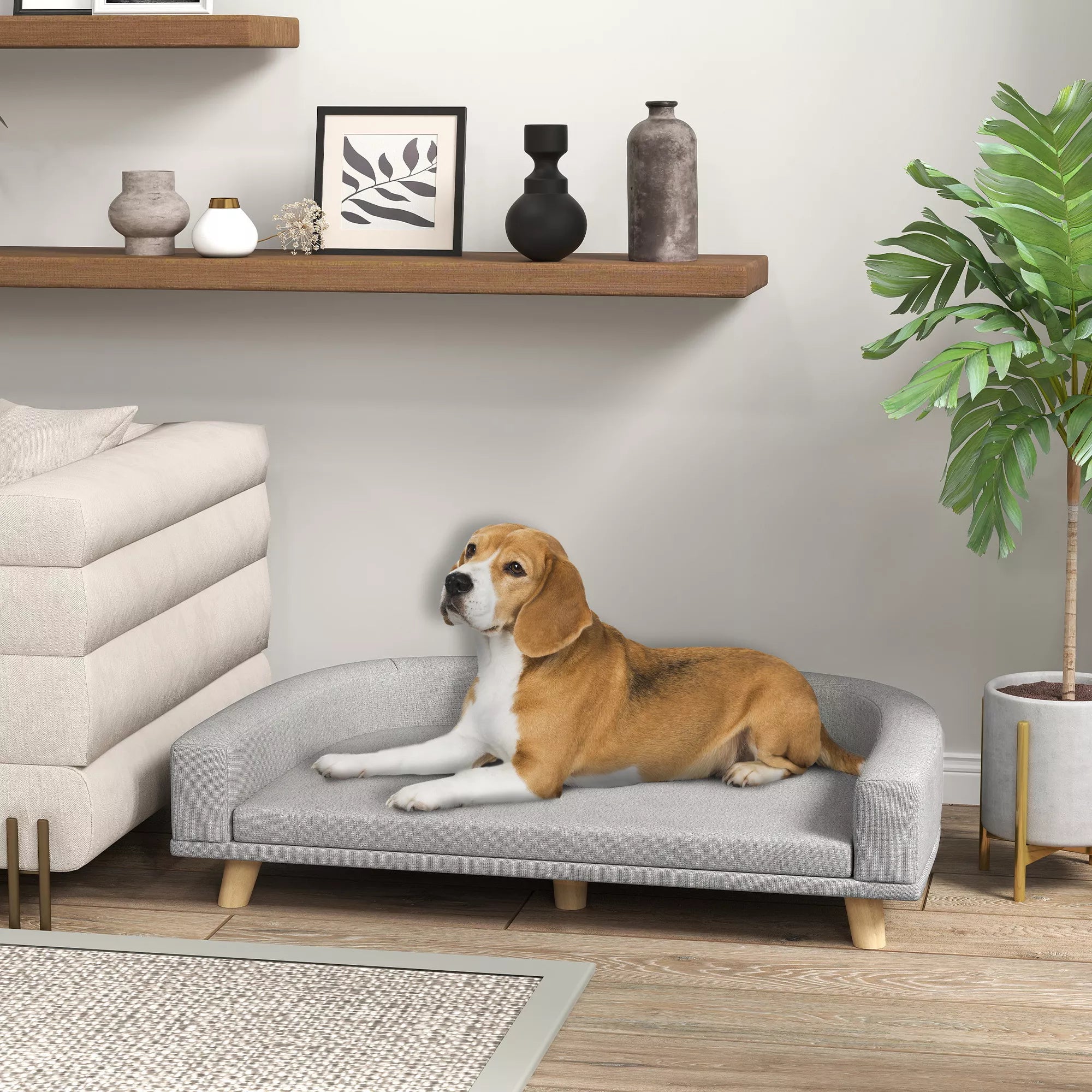 Sofa augintiniams, iki 30 kg šunims, 98 x 67 x 25 cm, pilka