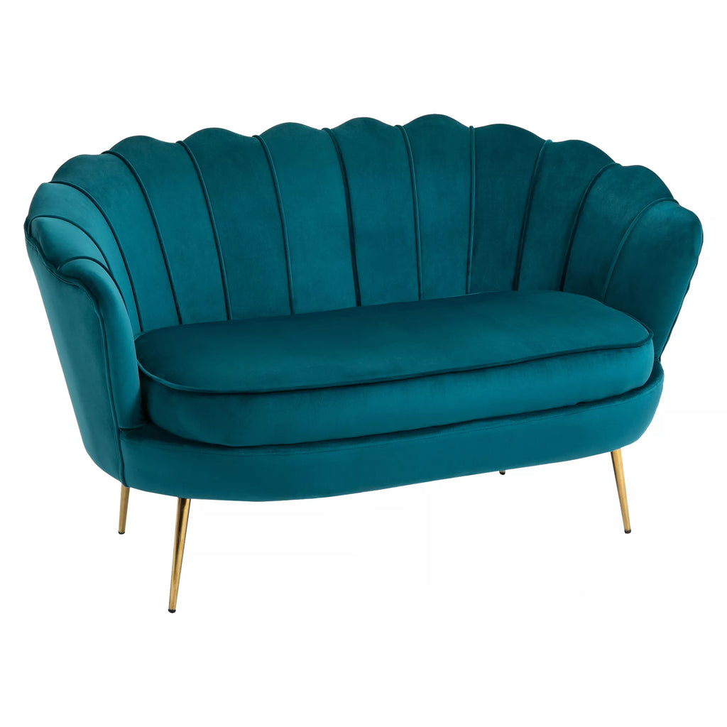 Aksominė, dvivietė sofa, medis ir aksomas, 130x77x77 cm, tamsiai žalia