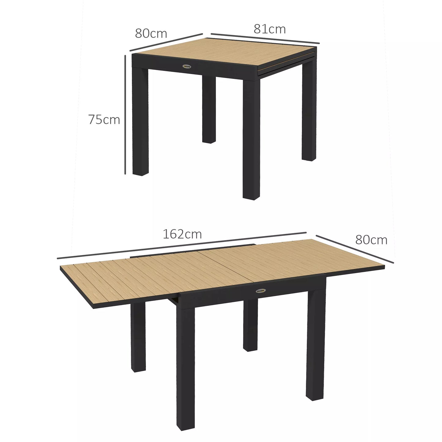 Sodo stalas Lauko stalas, atsparus atmosferos poveikiui, 162 x 80 x 75 cm, geltonas