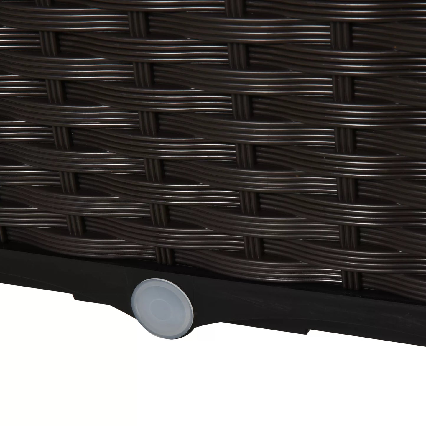 Pakeltas lysvės lovelis, augalų dėžė su drenažo skylutėmis, gėlių dėžė su rotango išvaizda, plastikas, ruda, 40 x 40 x 44 cm