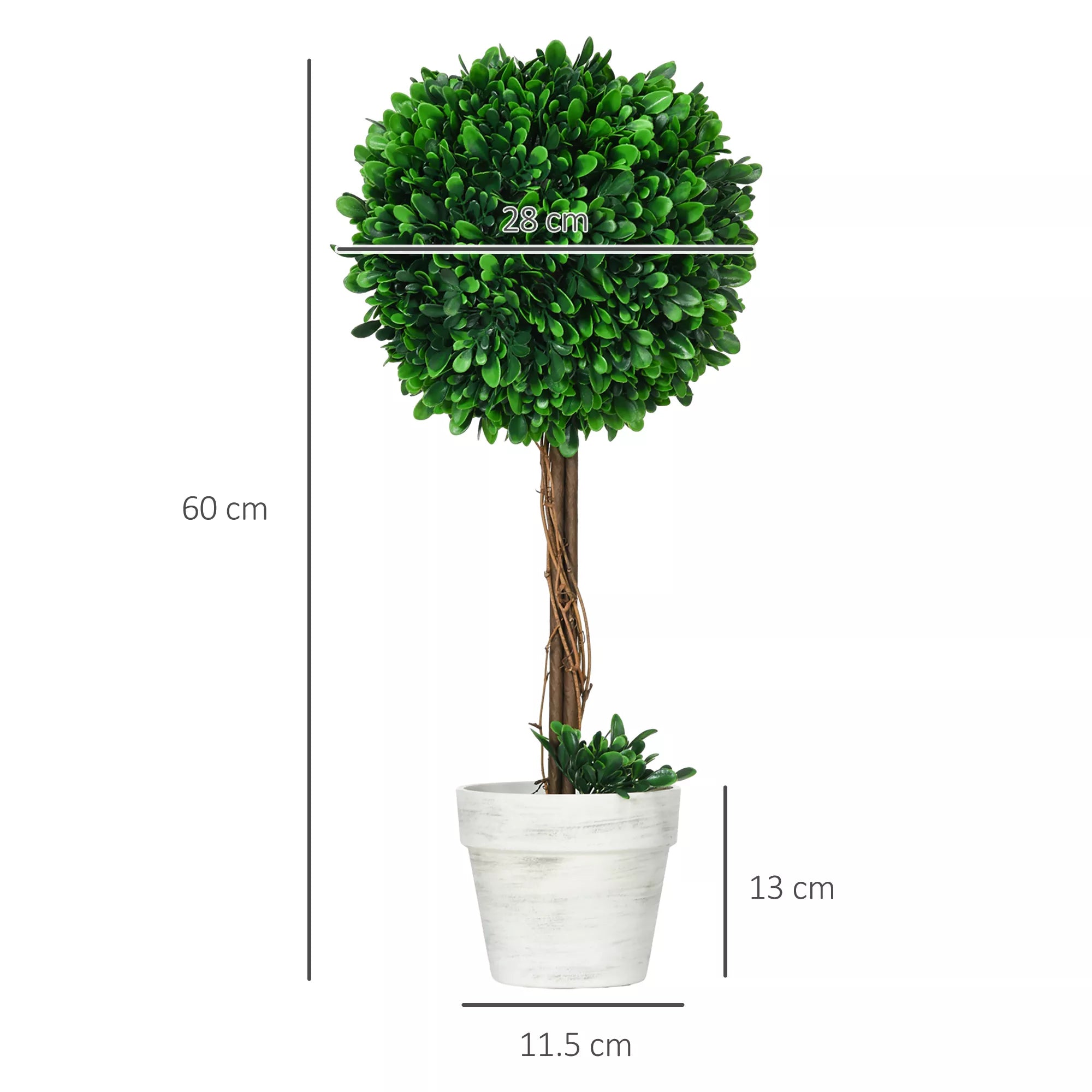 Dirbtinis buksmedis kugelės formos, 2 vnt., 60 cm, žalias