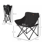 Juoda sulankstoma kempingo kėdė su schema 66, 61 ir 54 cm