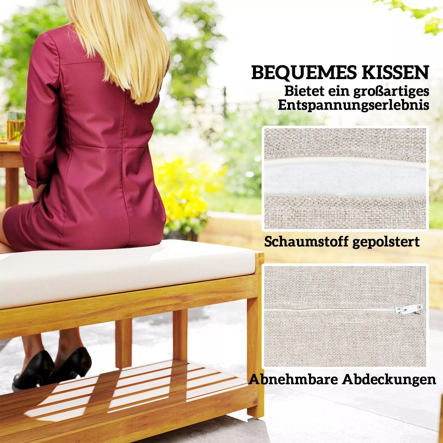 3 dalių sodo baldų komplektas, sėdimasis komplektas, įsk. 1 valgomąjį stalą su skylute skėčiui, 2 suolus 150 x 85 x 75 cm tikmedžio medienos