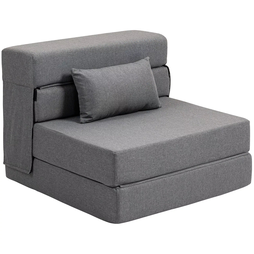 Grindų sofa su čiužinio ir miegojimo funkcija, minkštasuolis, putų poliuretanas, pilka