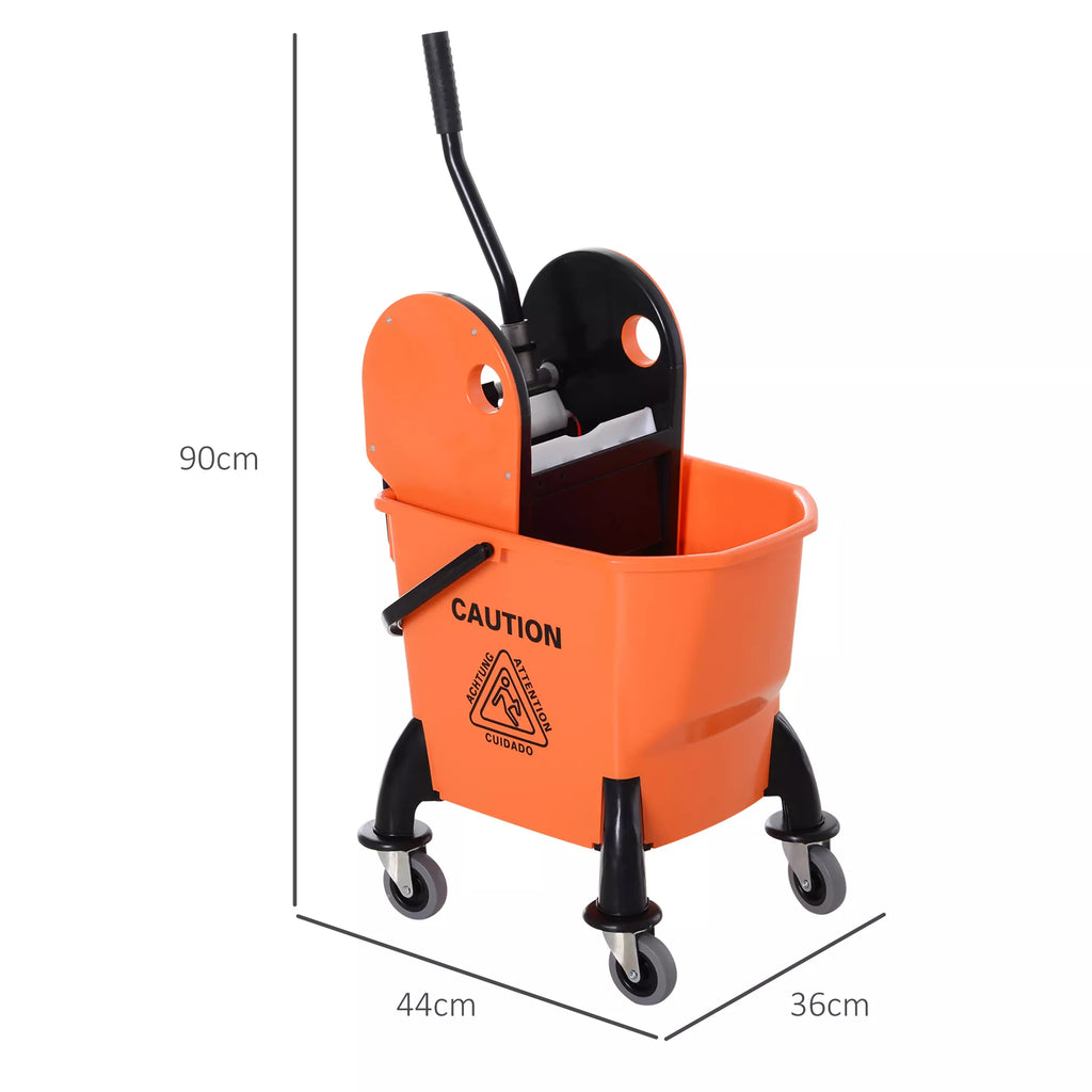 Ratinis valymo kibiras, šluotos kibiras, šluotos presas, 26 l, plastikinis, oranžinis