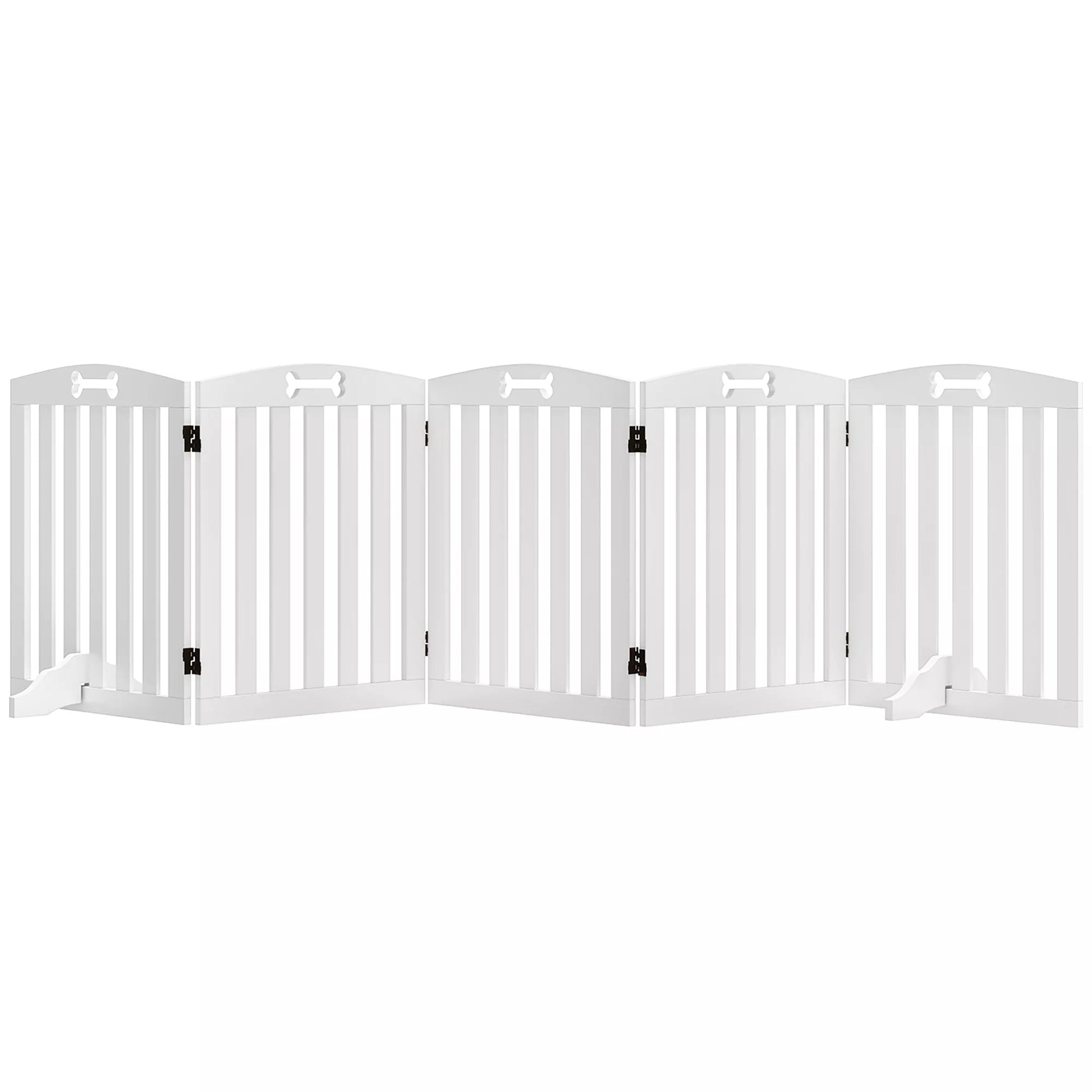 Laisvas stovintis šunų aptvaras su atraminėmis kojomis, skirtas durų angai, koridoriui, laiptams, 258 x 30 x 61 cm, baltas