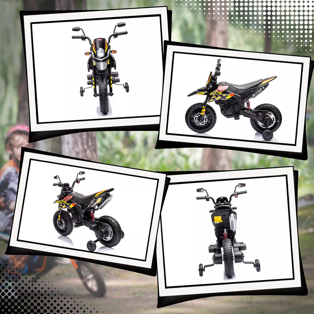 Elektrinis motociklas Aprilia vaikams 37–96 mėn., iki 30 kg, geltonas