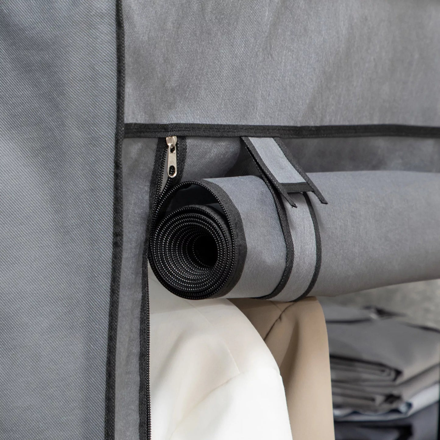 HOMCOM Audinio spinta, sandėliavimo sprendimas, 6 lentynos, 1 drabužių kabykla, tamsiai pilka