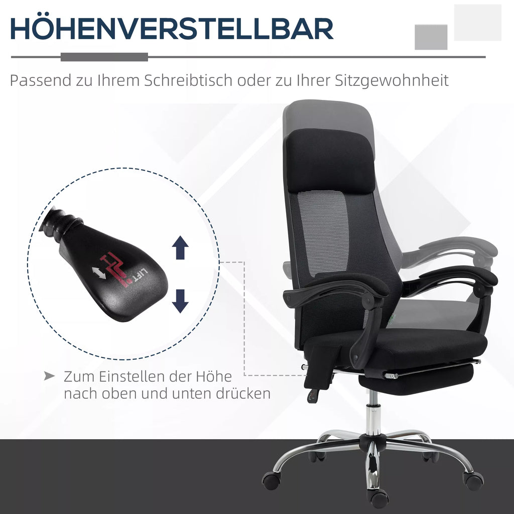 Vinsetto biuro kėdė su masažo funkcija, 2 vibracijos taškai, USB sąsaja, juoda