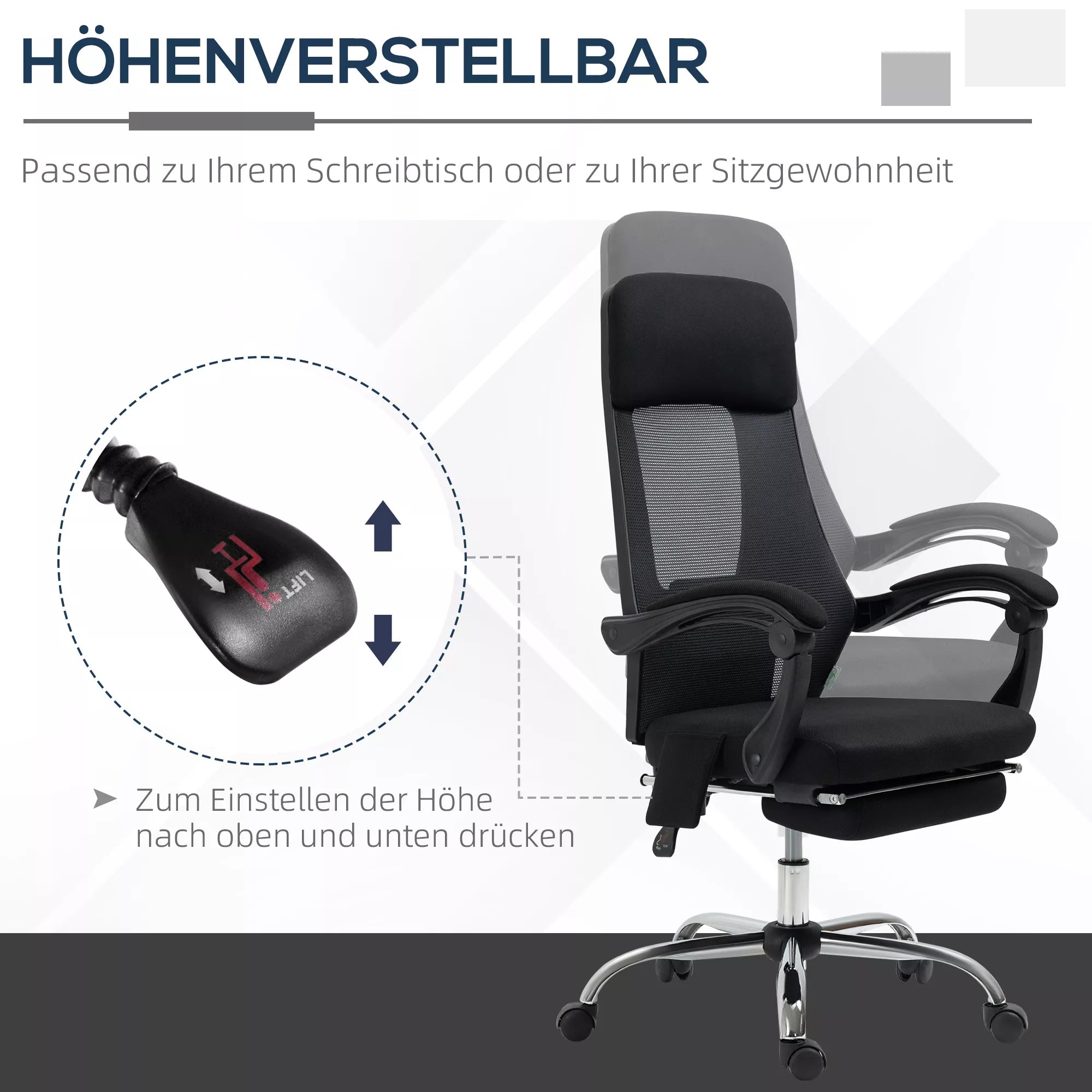 Vinsetto biuro kėdė su masažo funkcija, 2 vibracijos taškai, USB sąsaja, juoda